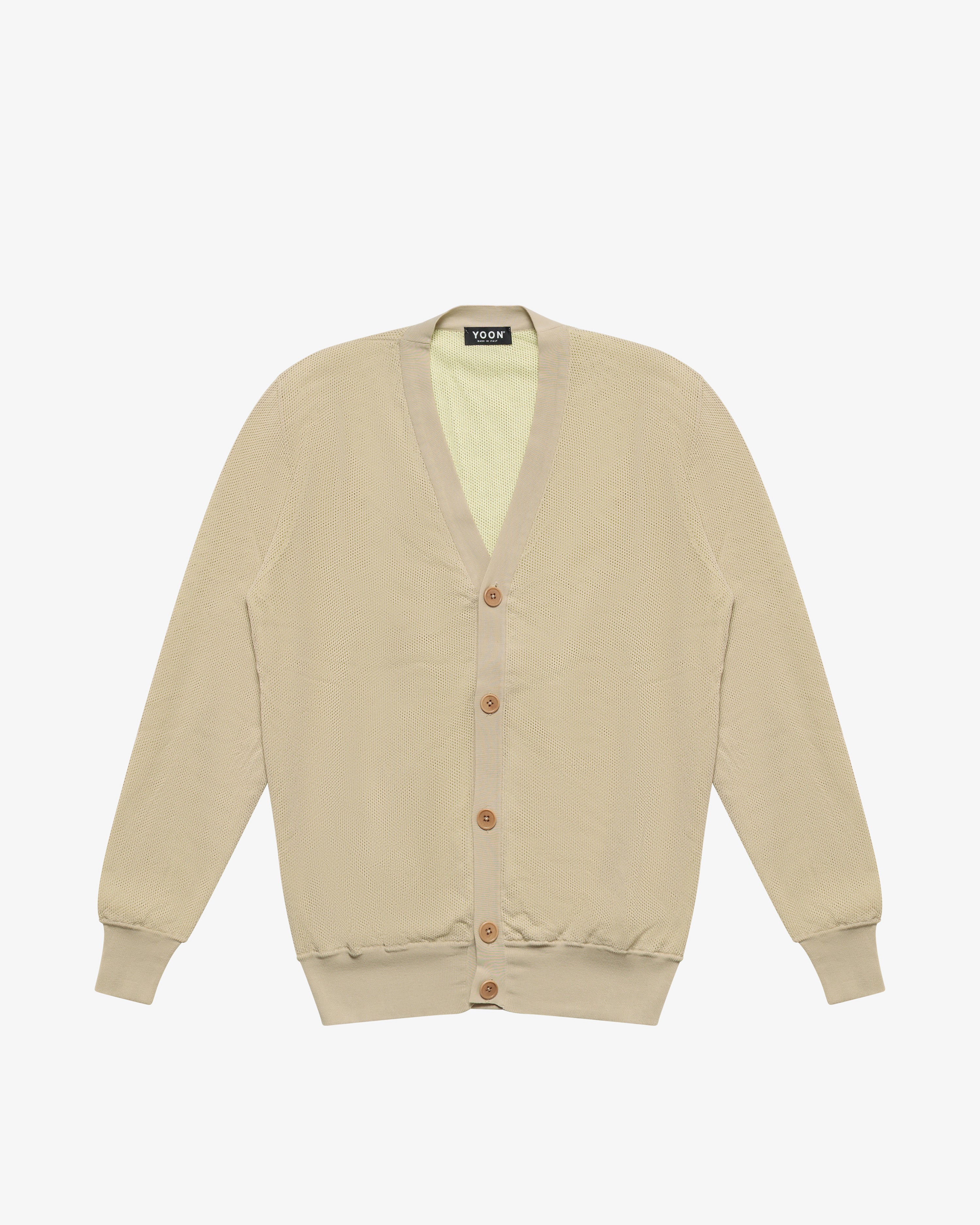 Cardigan double face in cotone beige