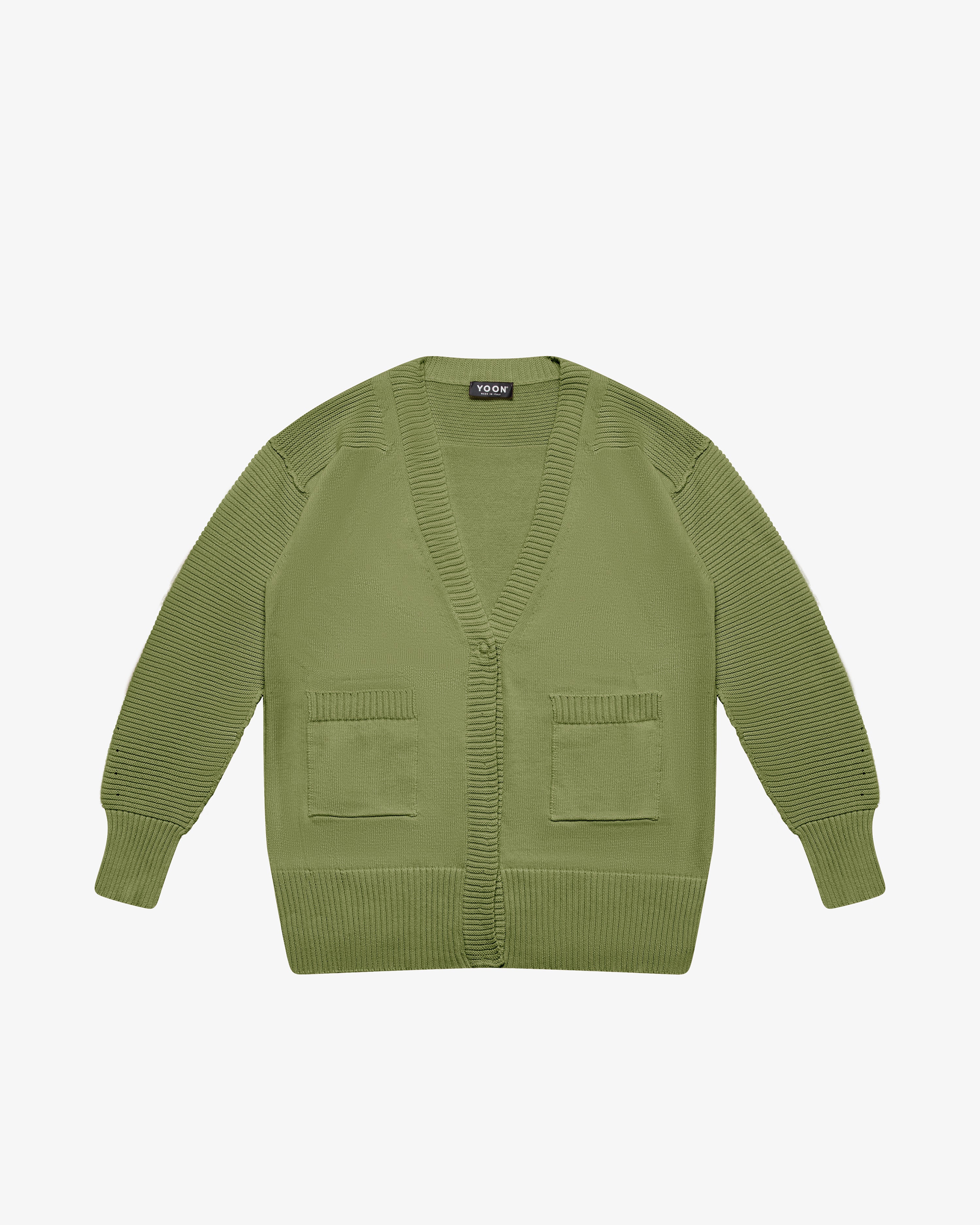 Cardigan in cotone verde salvia
