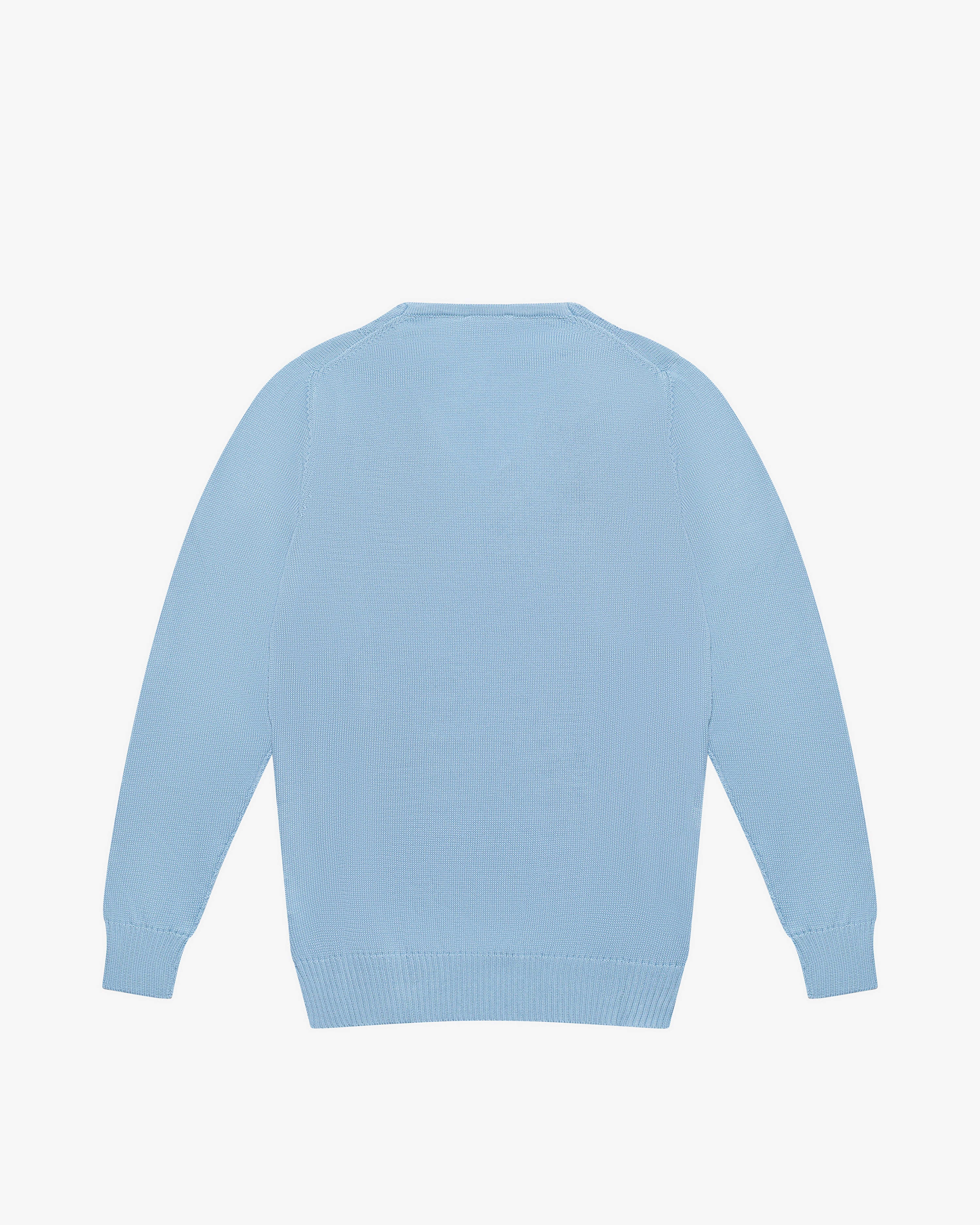 Light blue cotton V-neck sweater