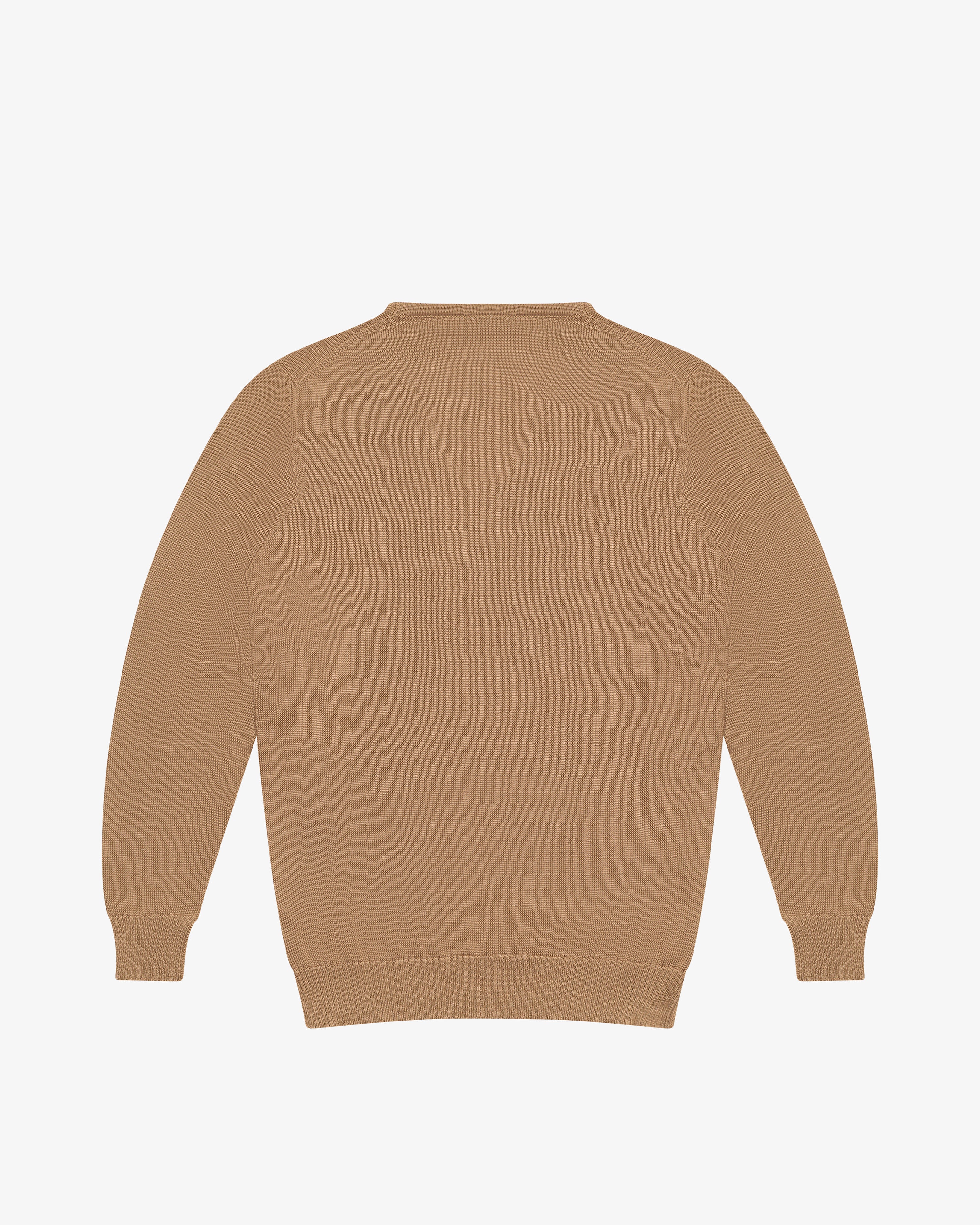 Beige cotton V-neck sweater