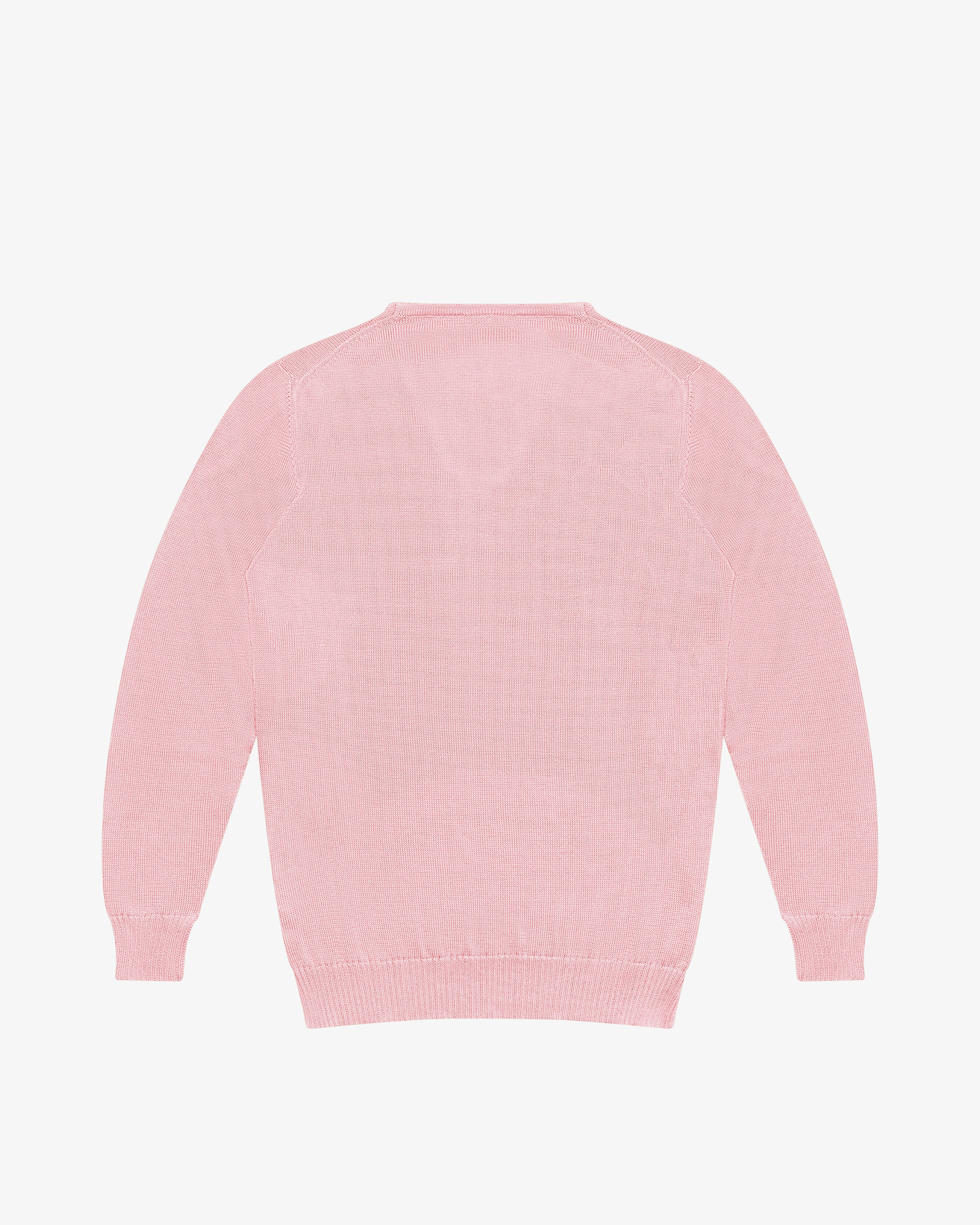 Pink cotton V-neck sweater