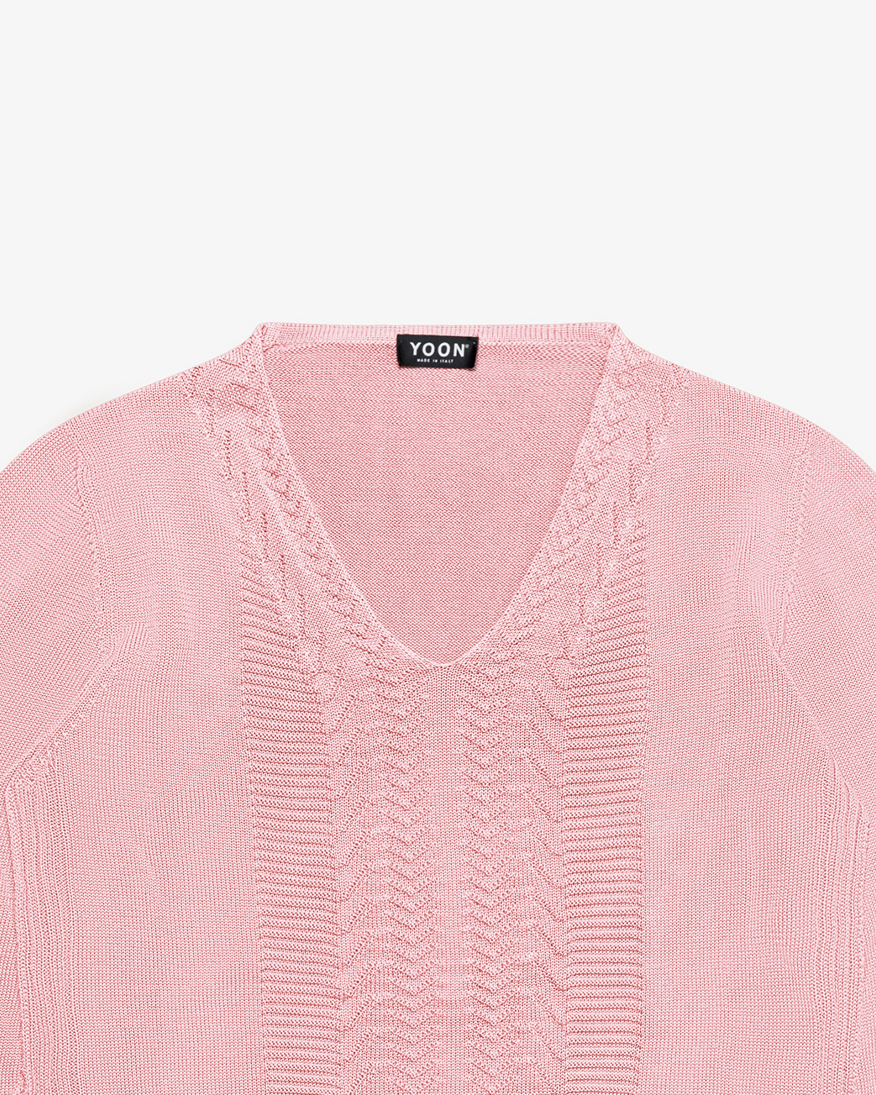 Pink cotton V-neck sweater