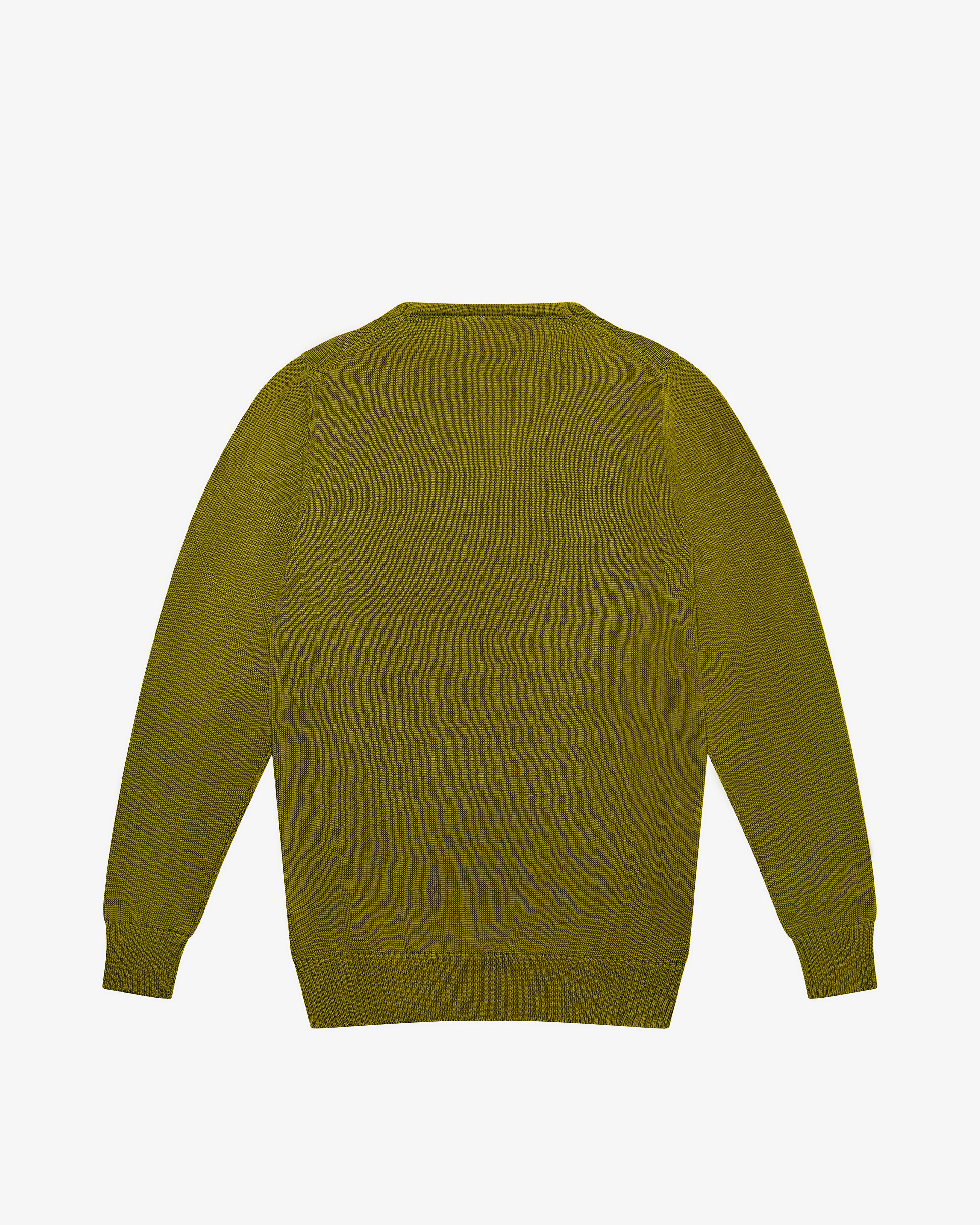 Green cotton V-neck sweater