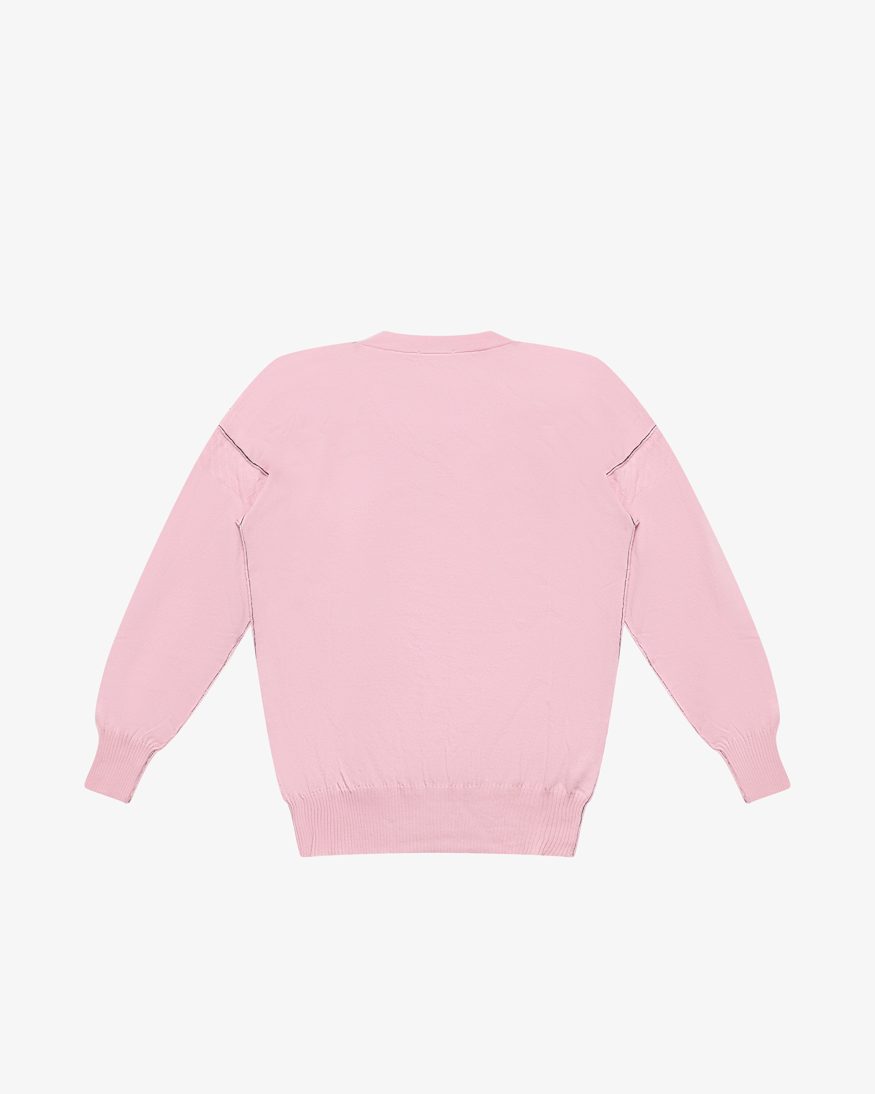 Maglia con scollo a v in cotone rosa