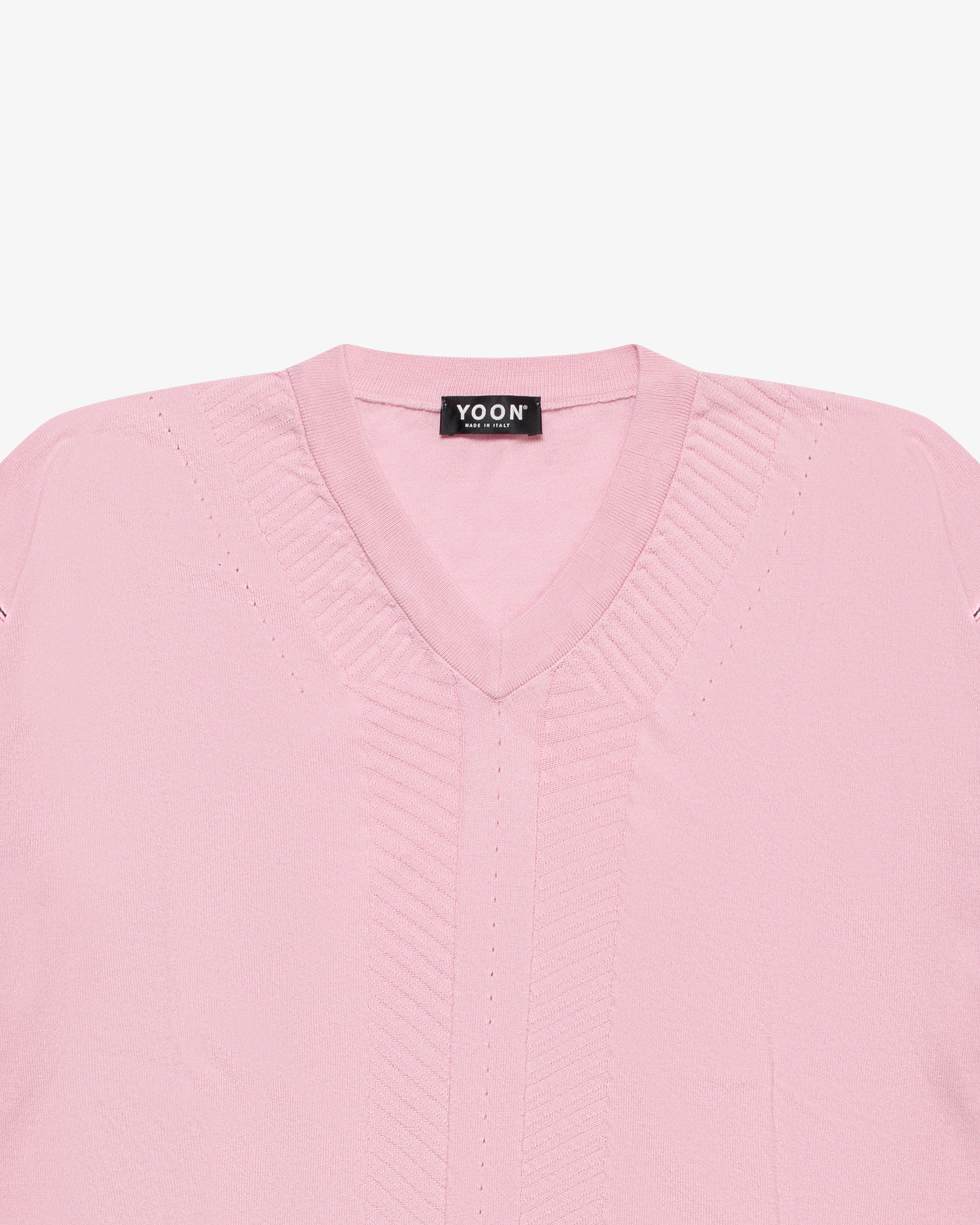Pink V-neck cotton sweater