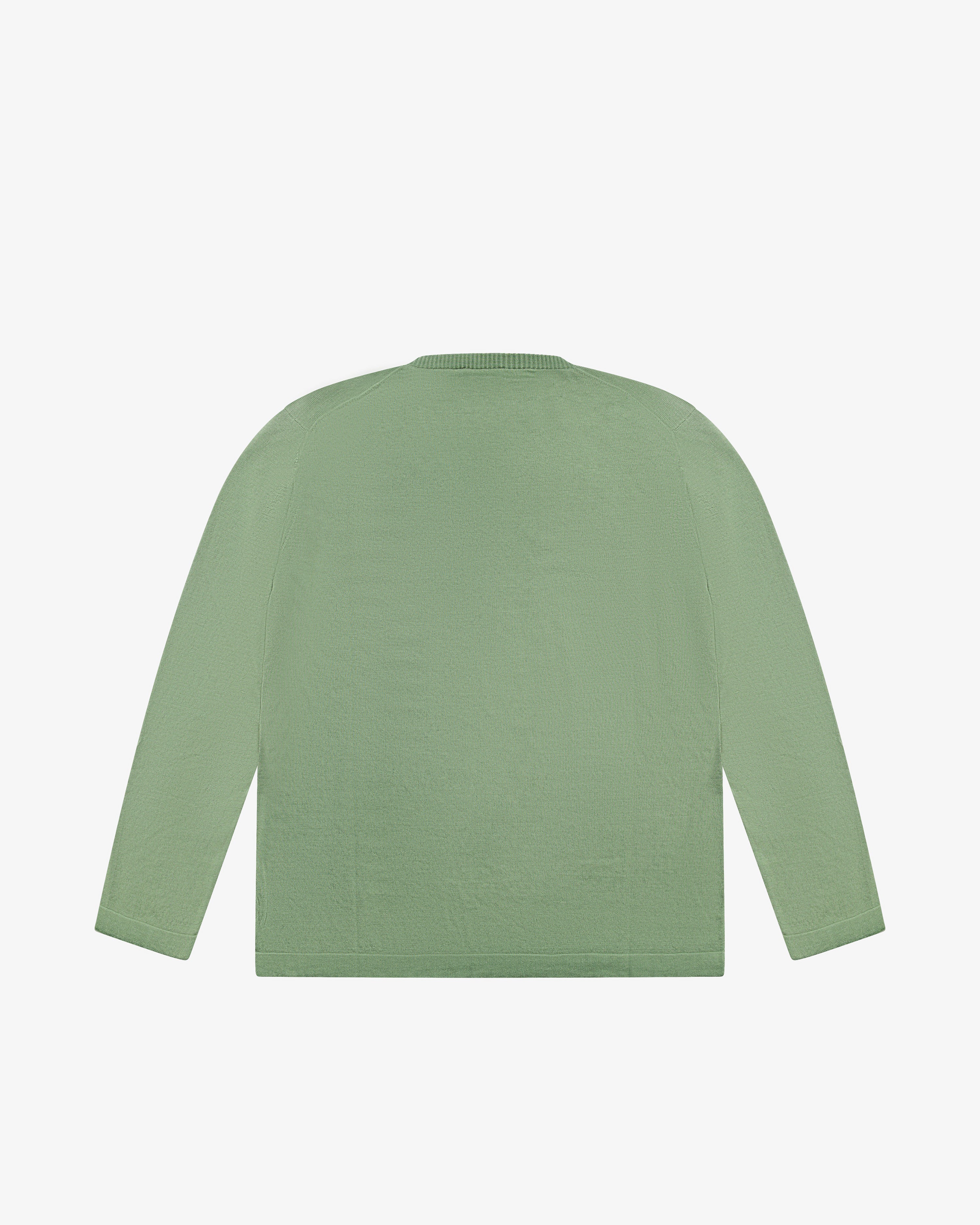 Military green cotton V-neck sweater