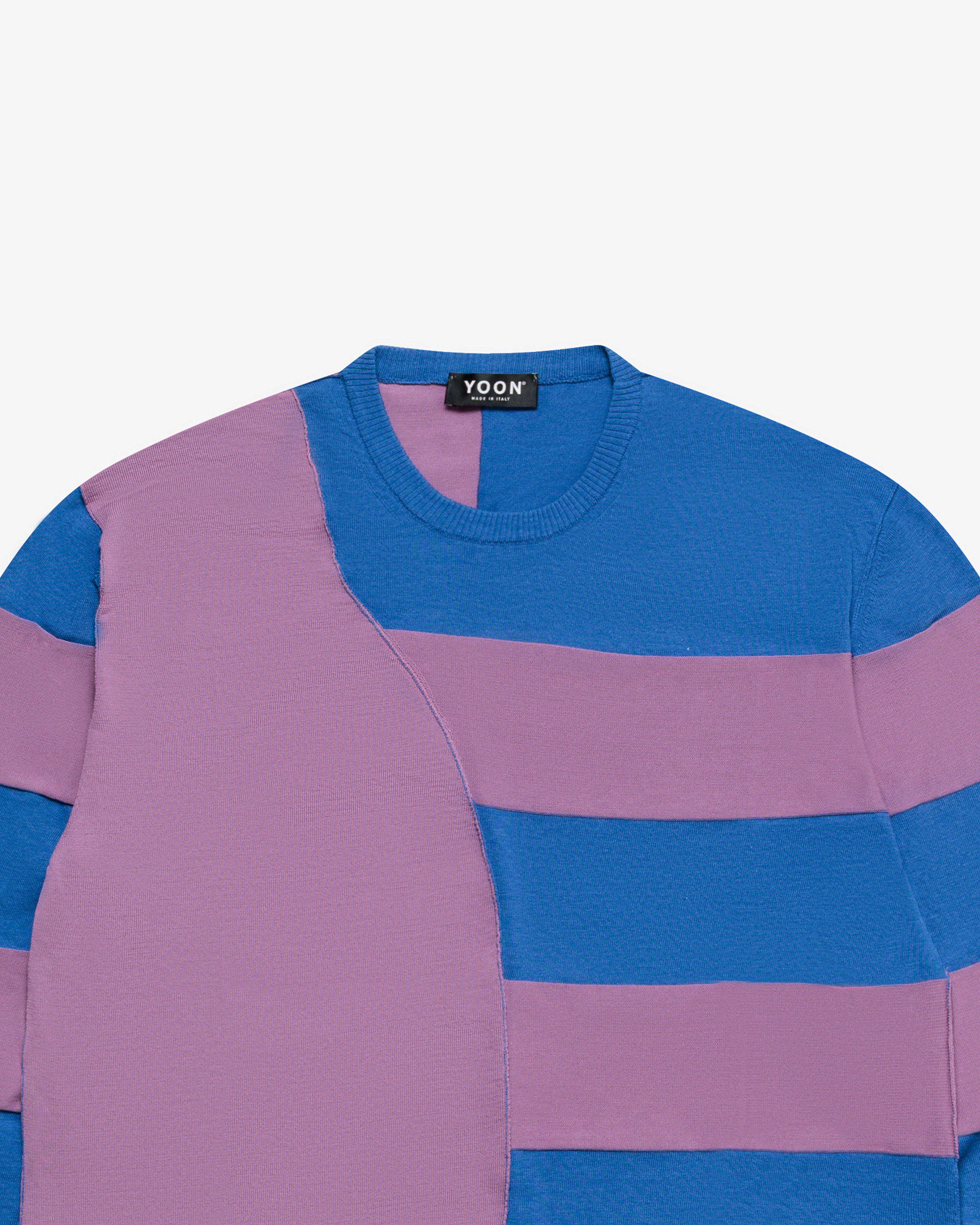 Color-block striped crew-neck cotton sweater