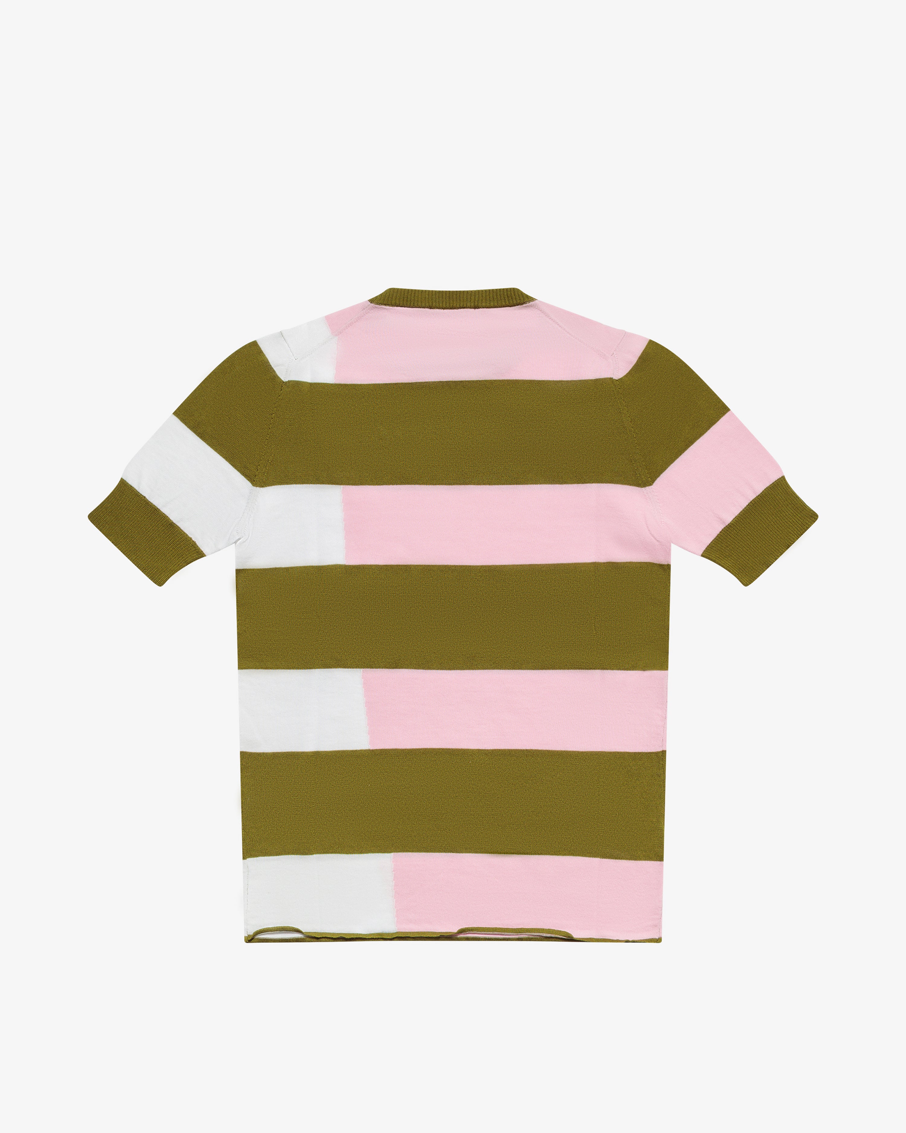Maglia girocollo in cotone a righe color-block