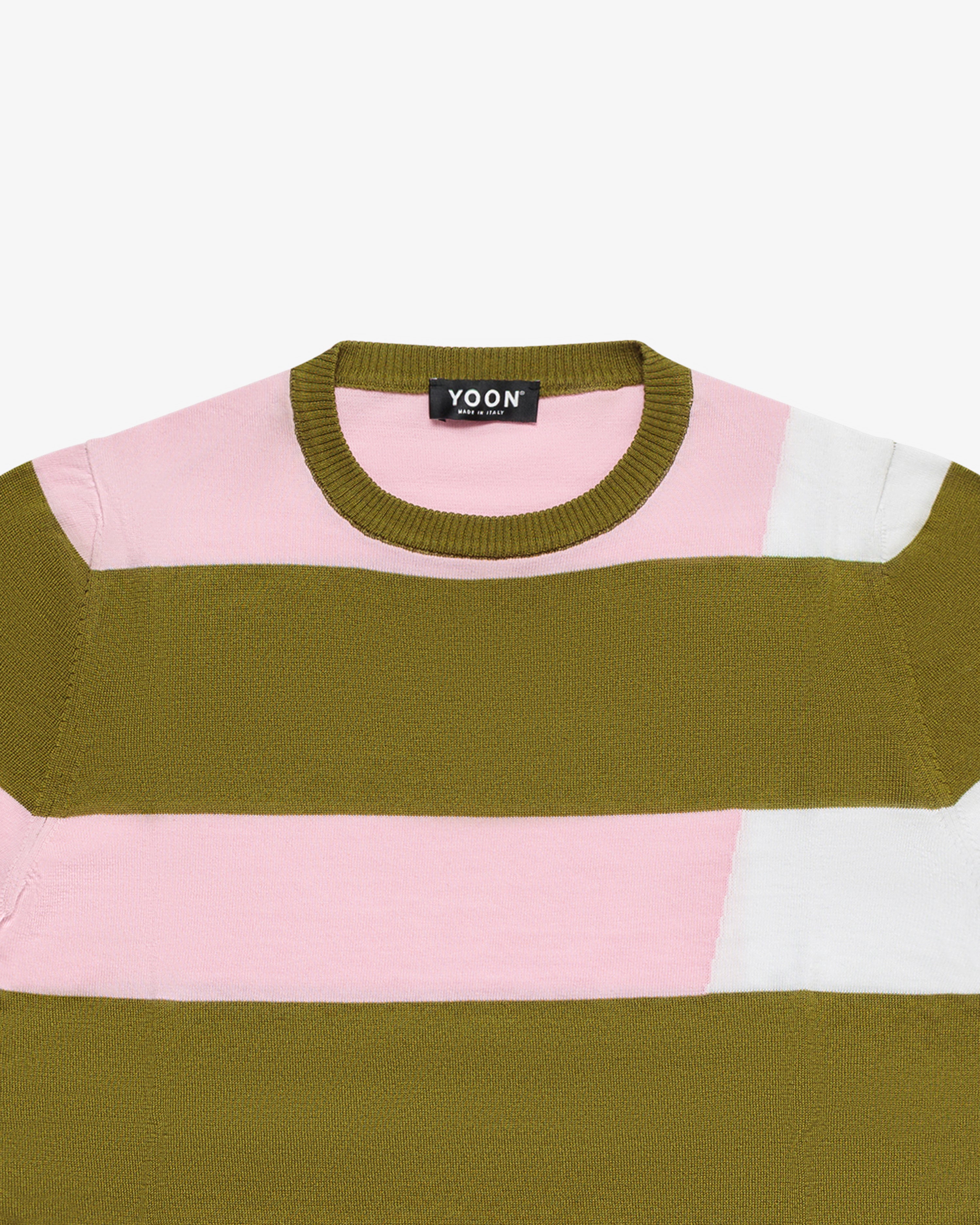 Color-block striped crew-neck cotton sweater