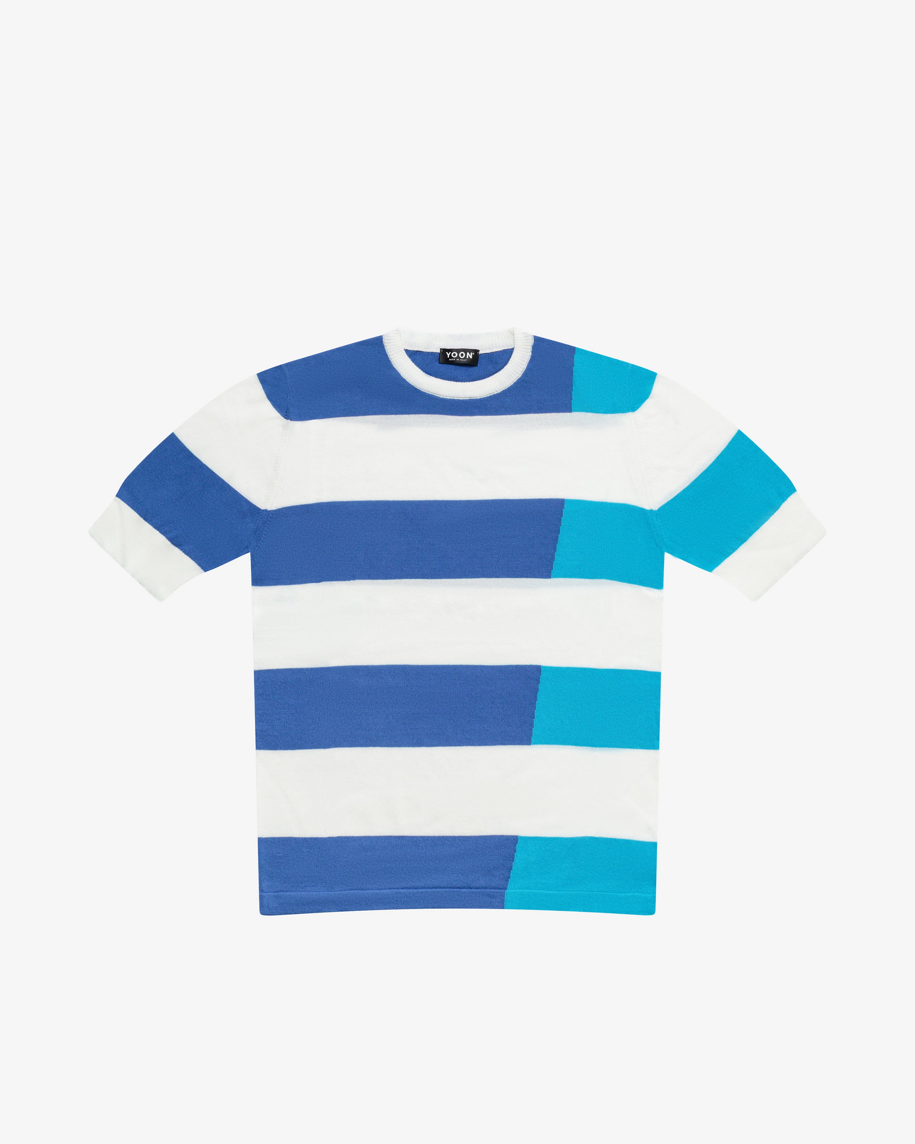 Maglia girocollo in cotone a righe color-block