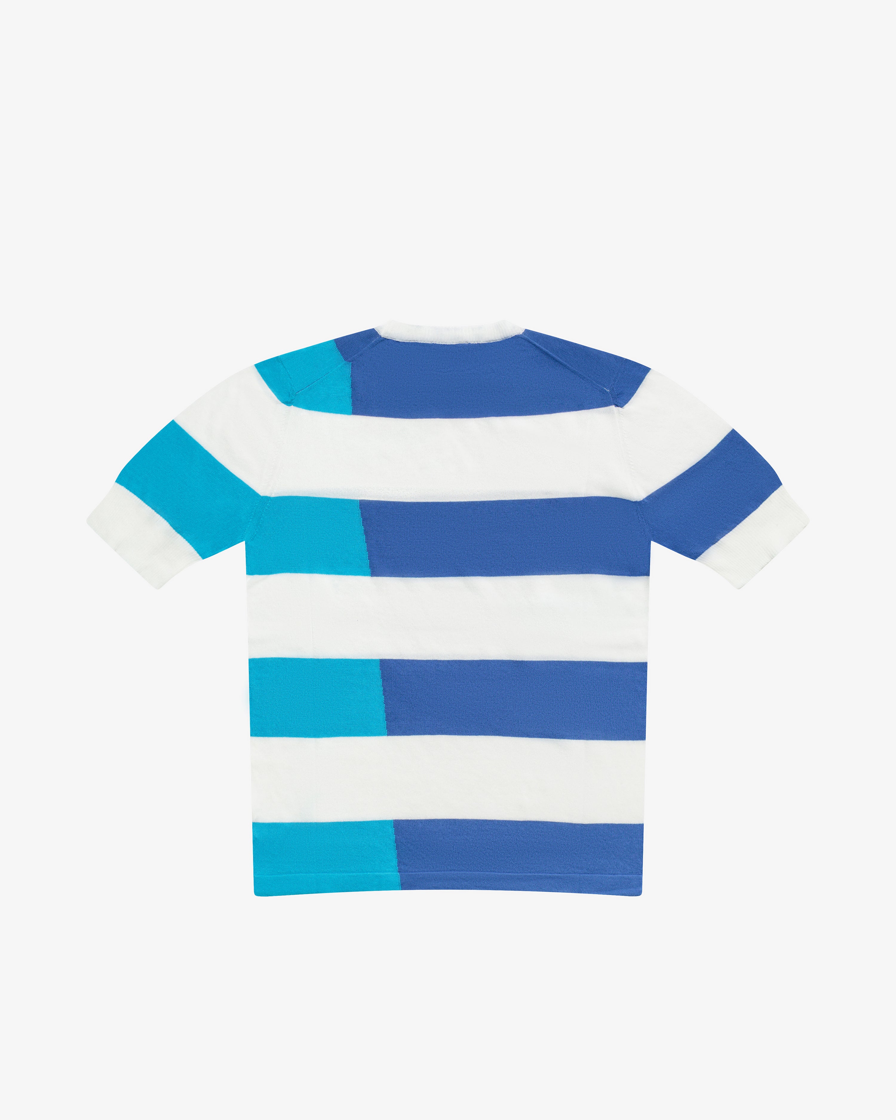 Maglia girocollo in cotone a righe color-block