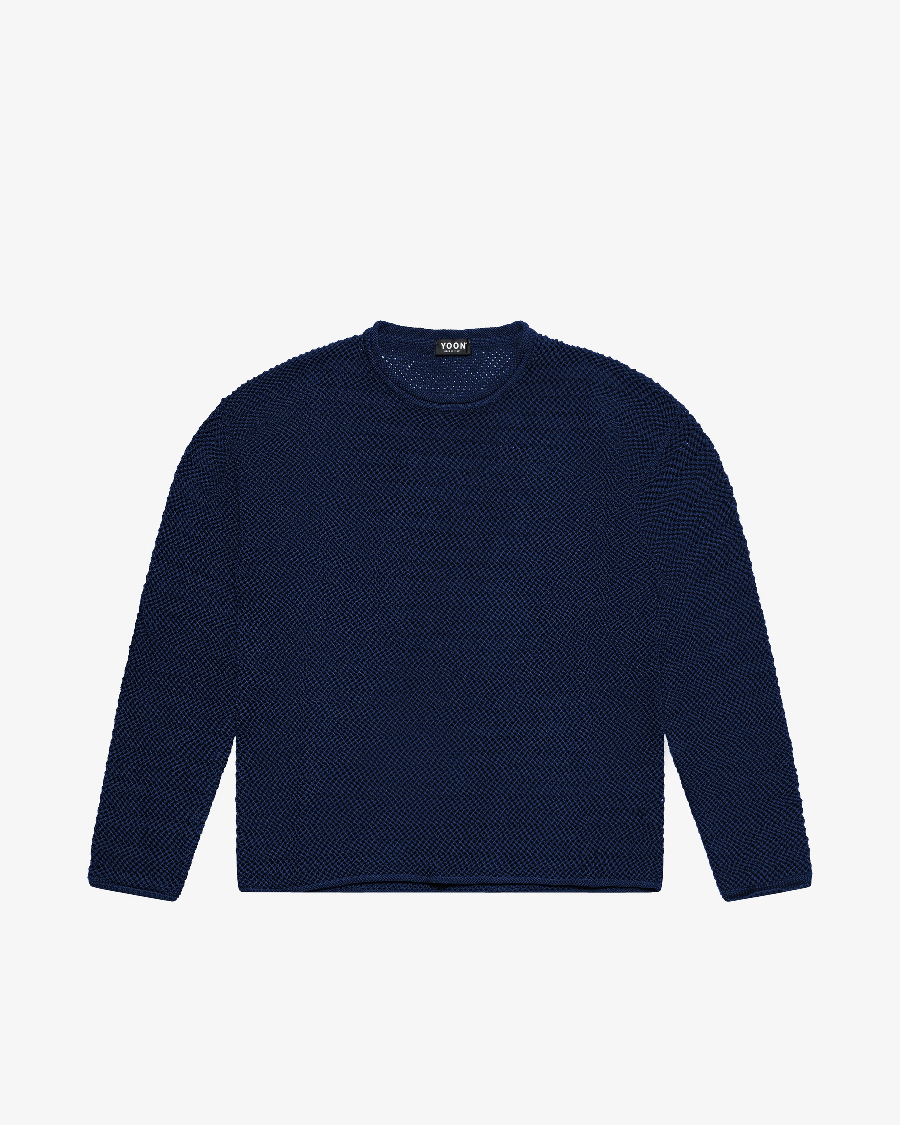 Maglia girocollo in cotone blu