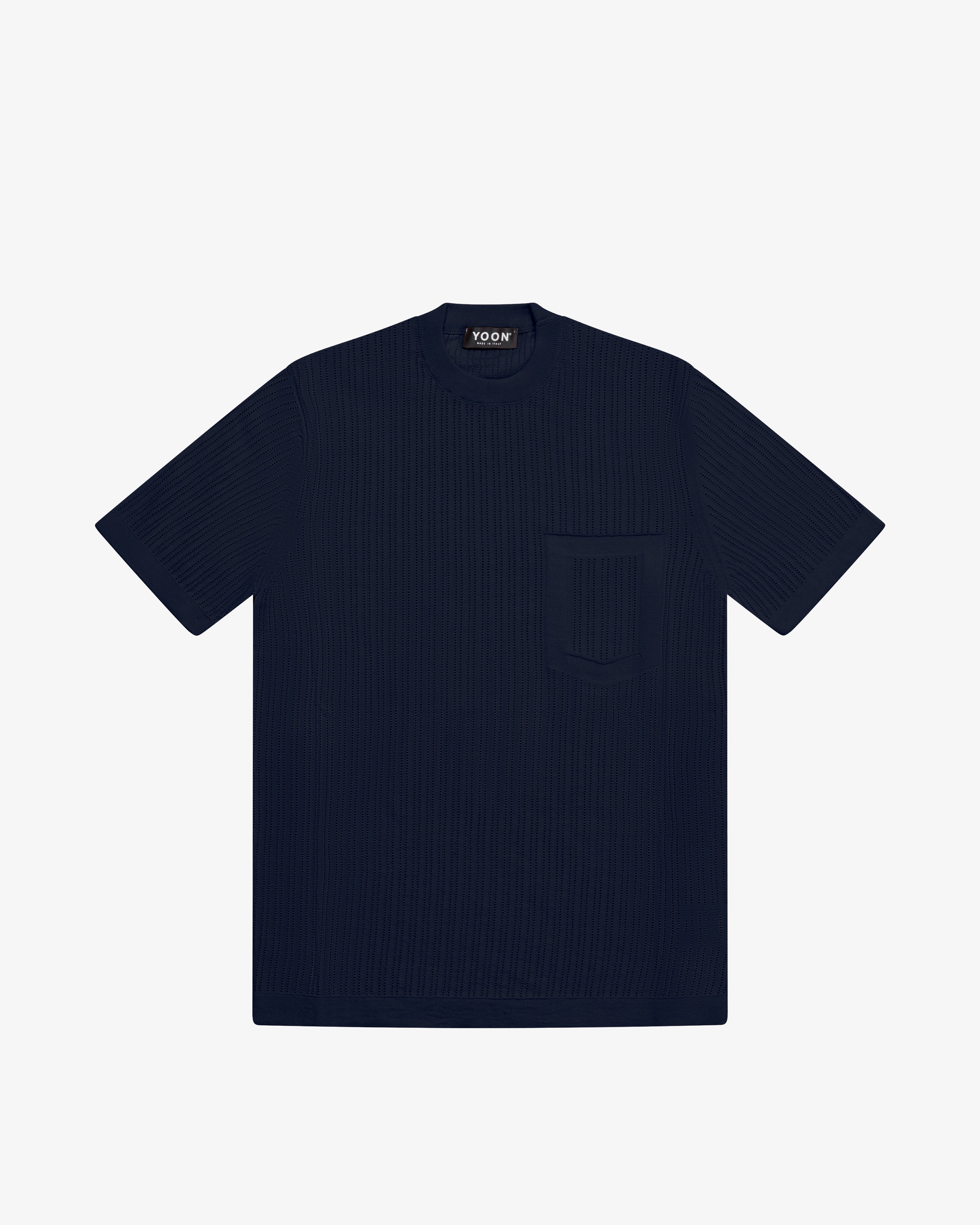Maglia girocollo in cotone blu