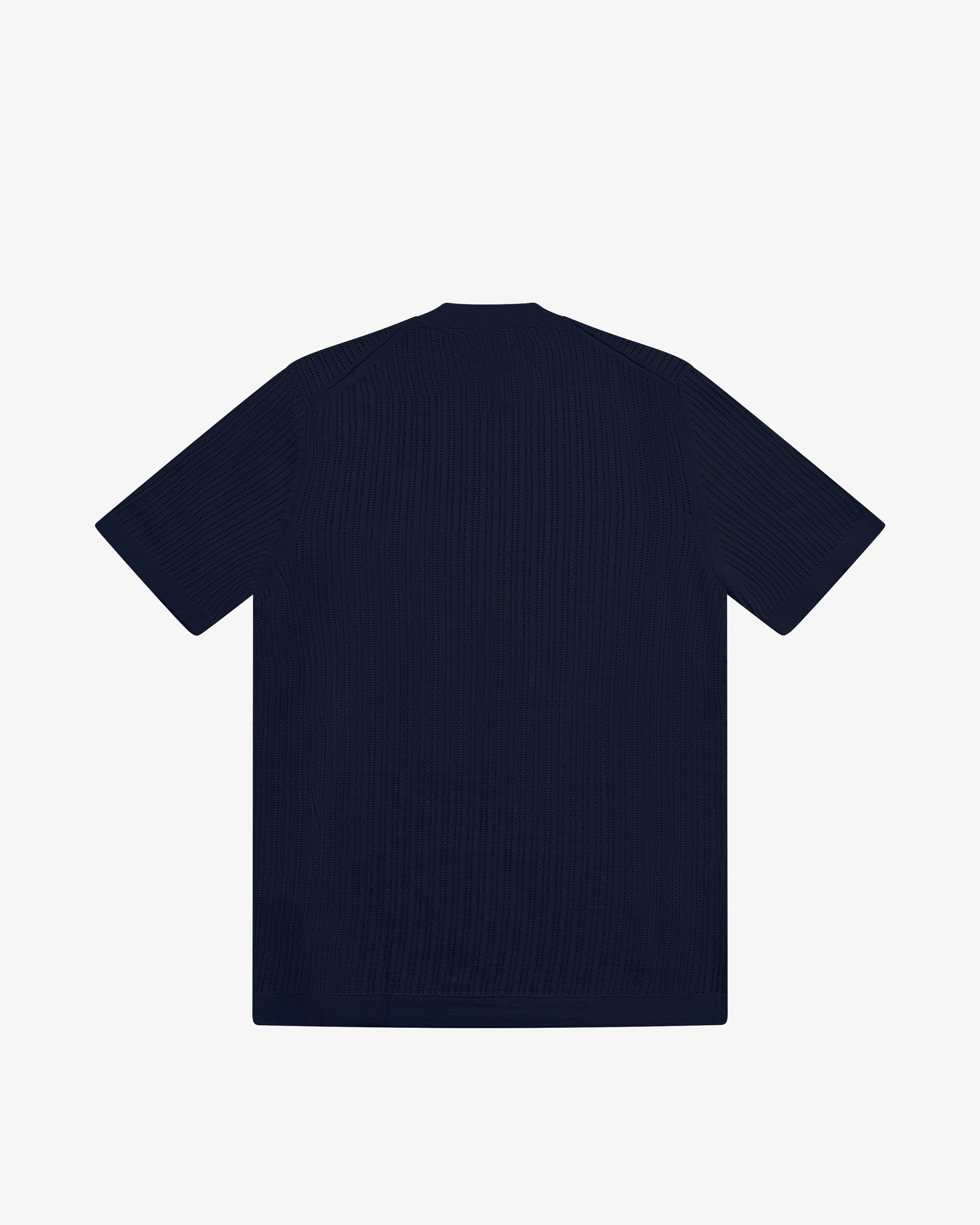 Maglia girocollo in cotone blu