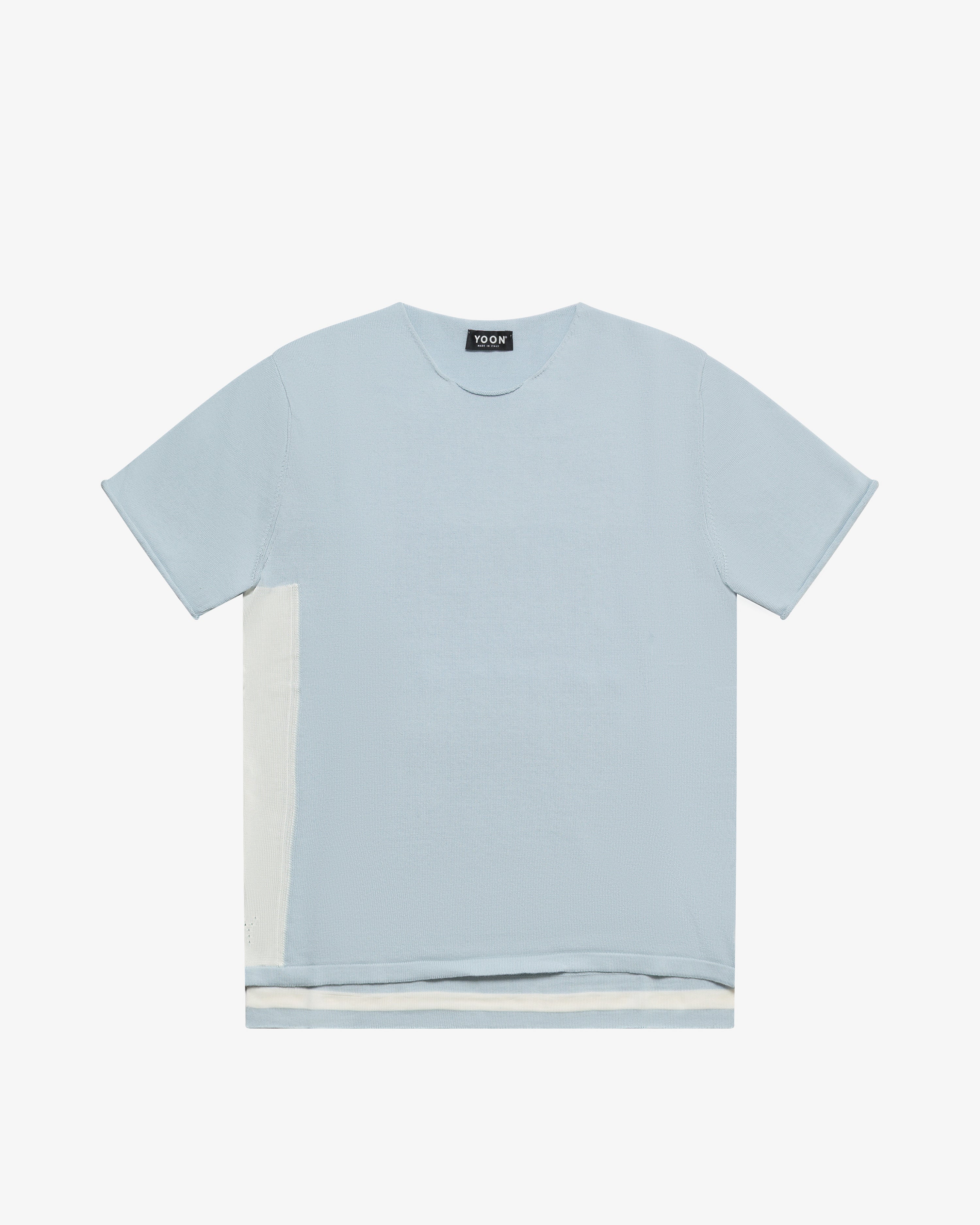 Maglia girocollo in cotone e viscosa grigio perla
