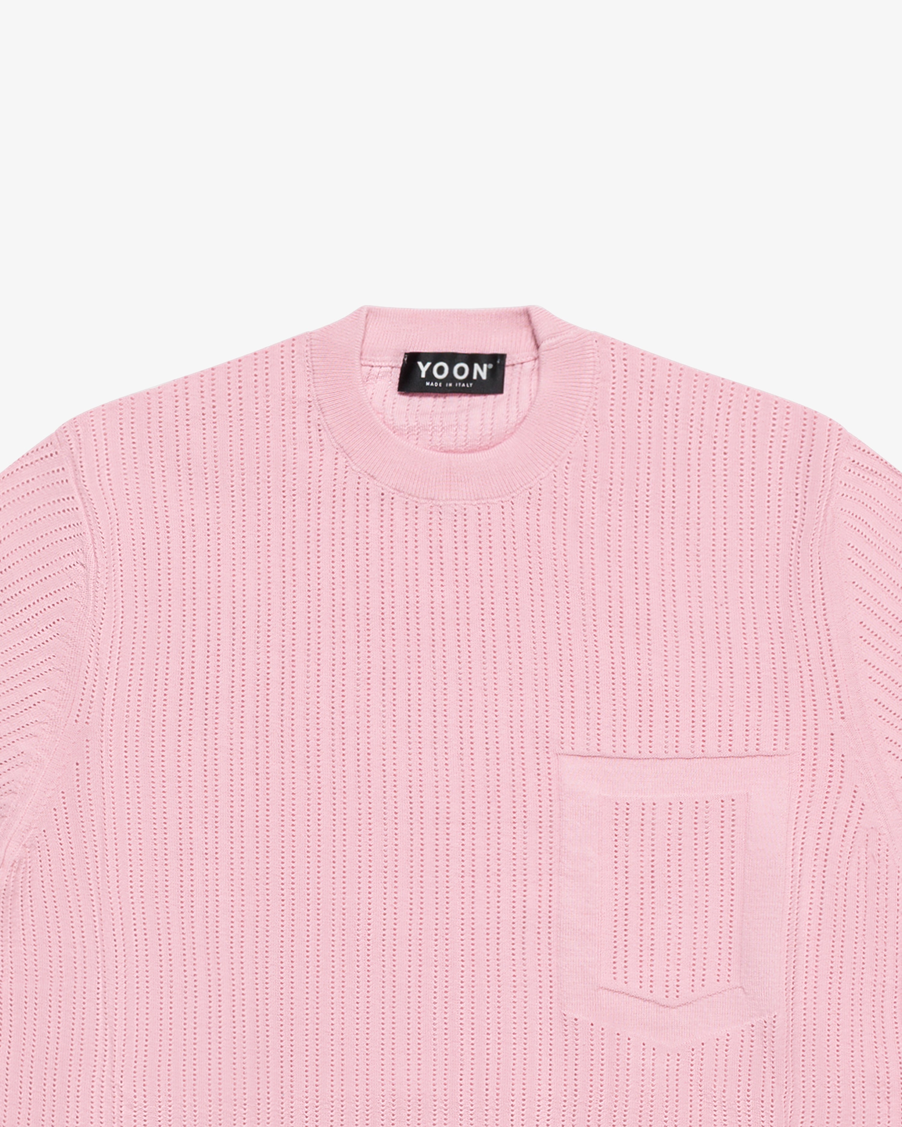Pink crew-neck cotton sweater