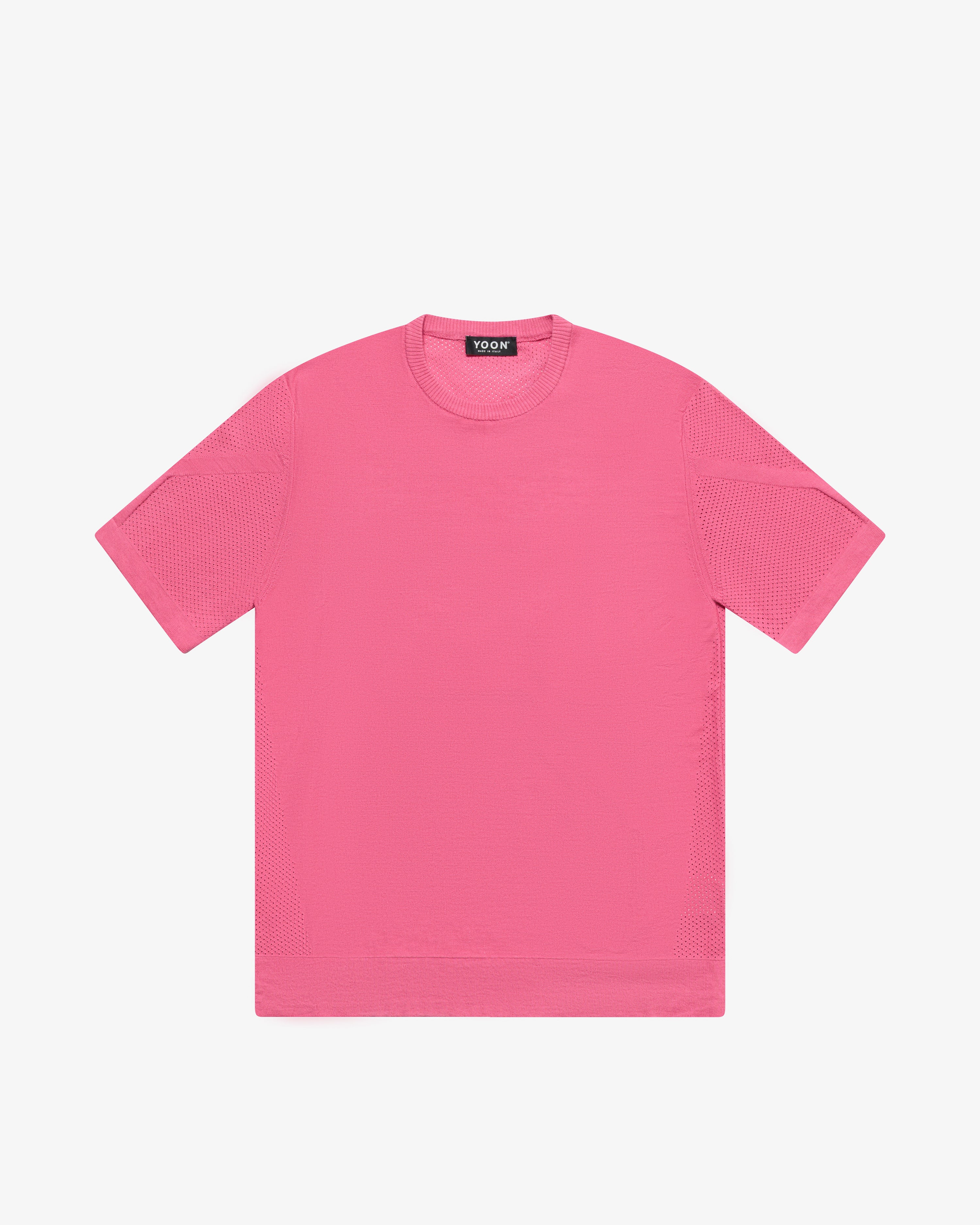 Maglia girocollo in cotone rosa