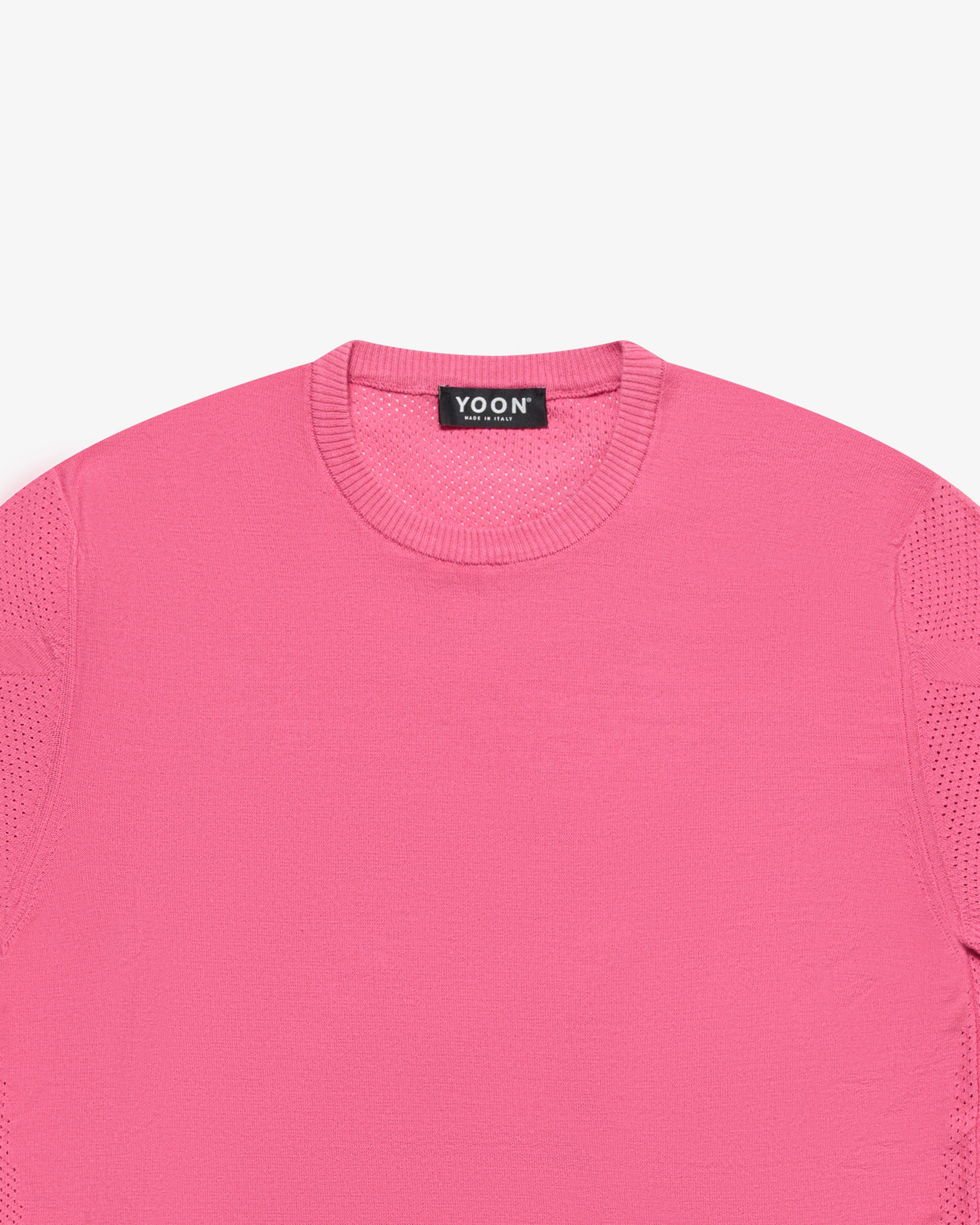 Pink crew-neck cotton sweater