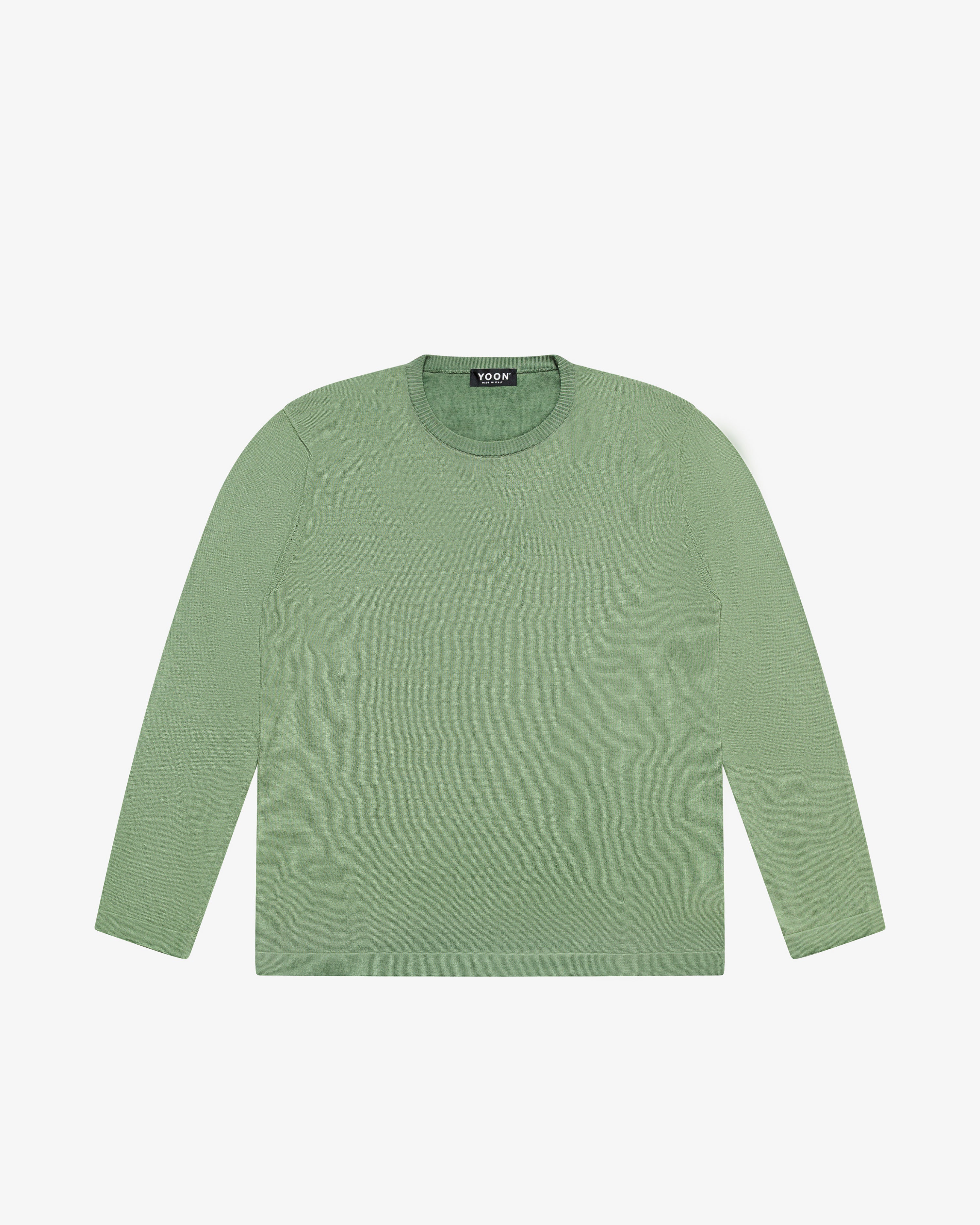 Military green cotton crewneck sweater