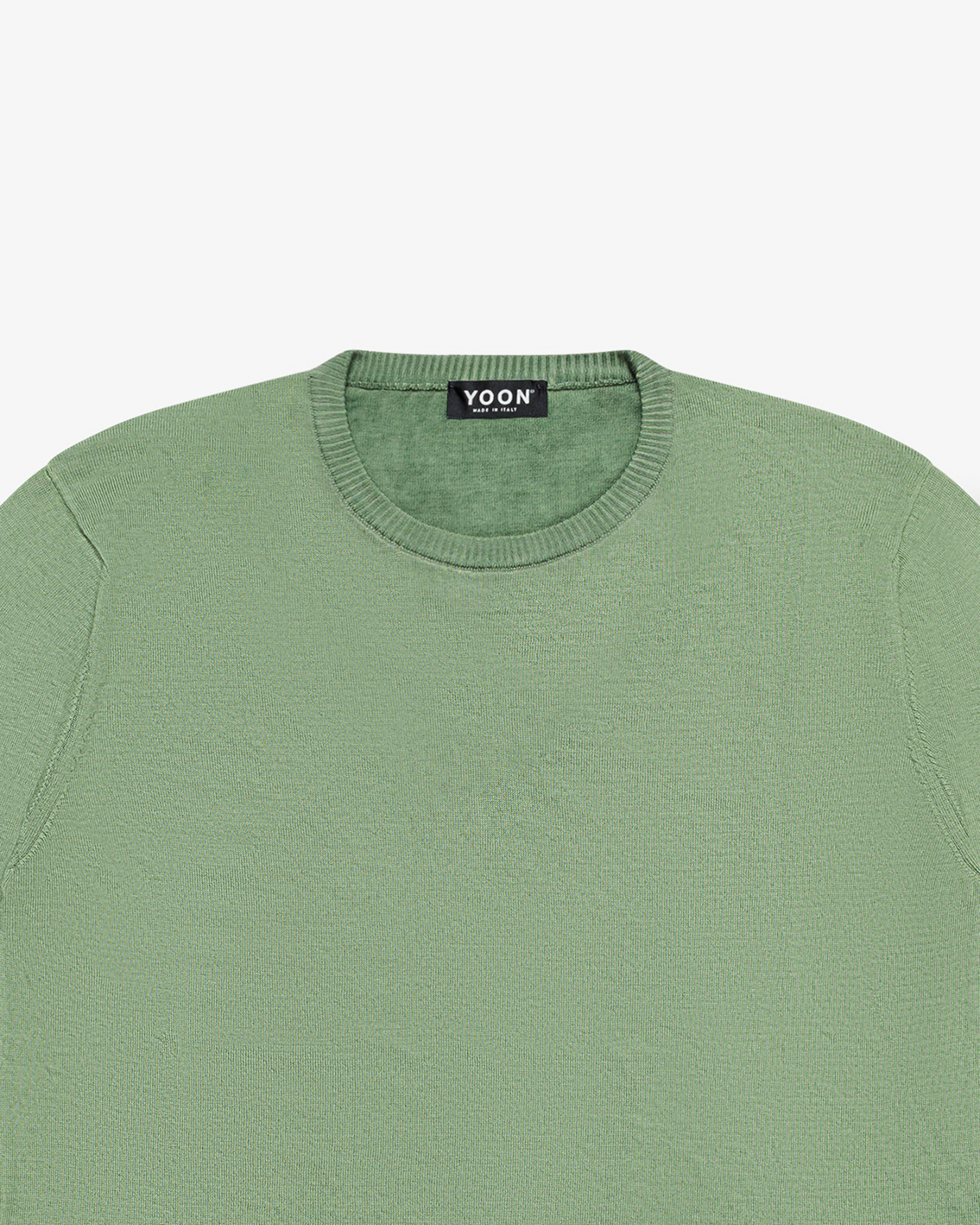 Military green cotton crewneck sweater