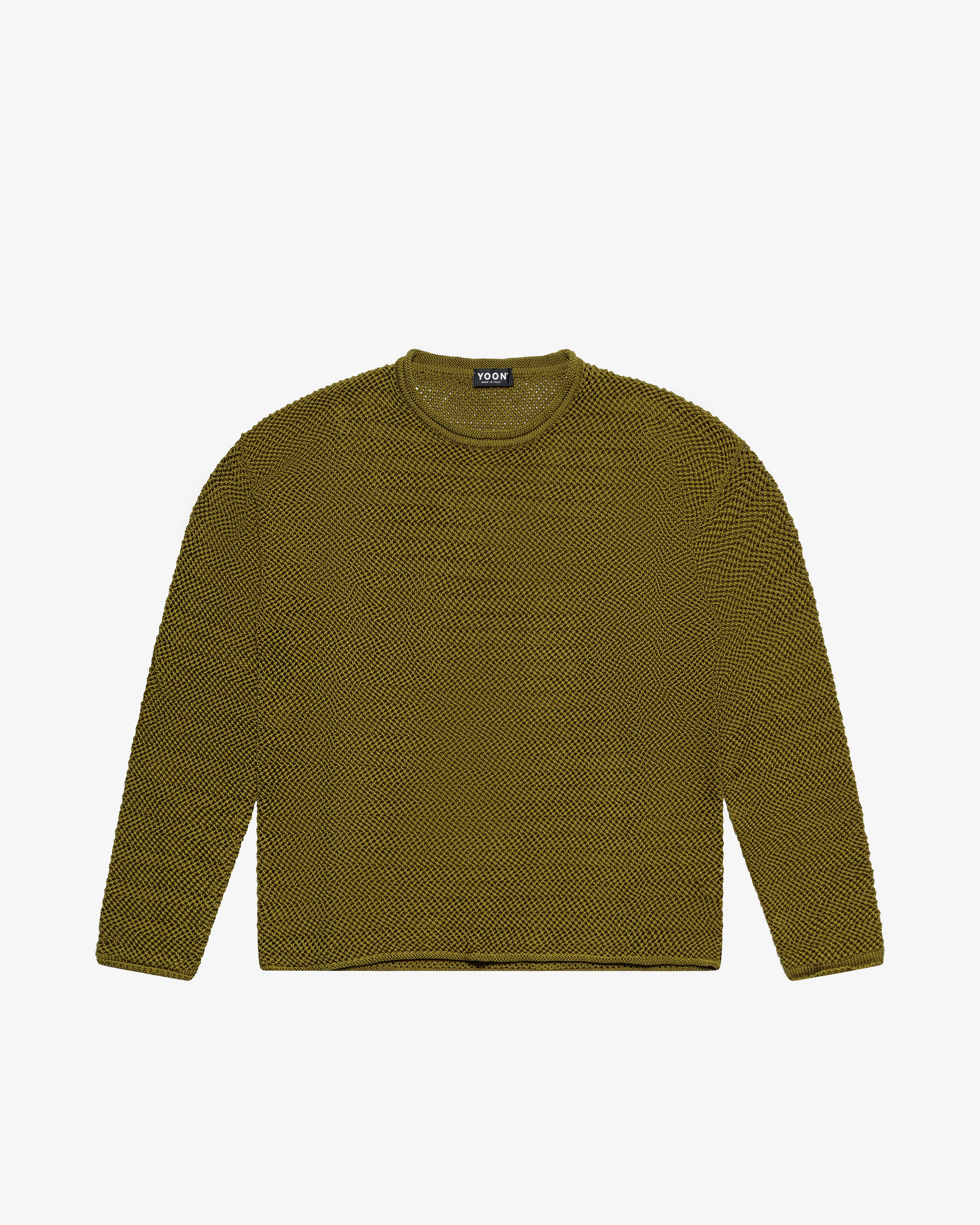 Maglia girocollo in cotone verde oliva
