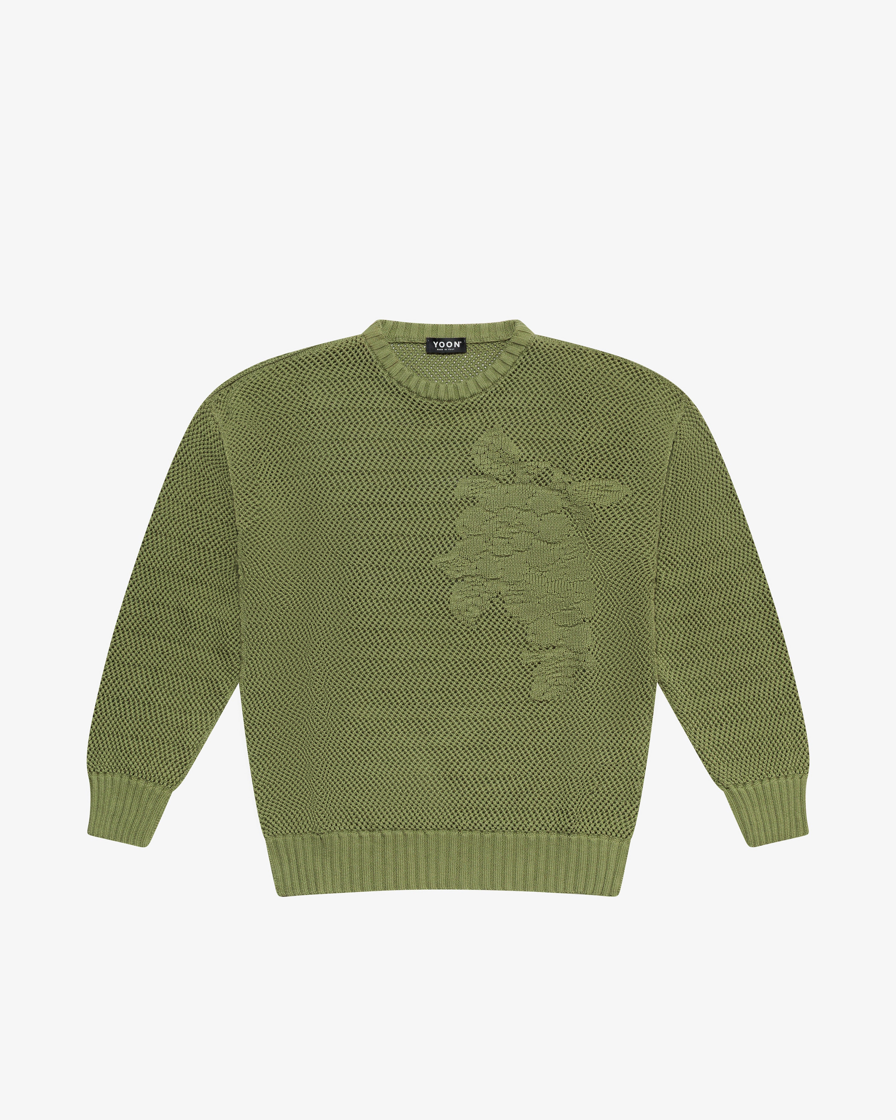 Maglia girocollo in cotone verde salvia