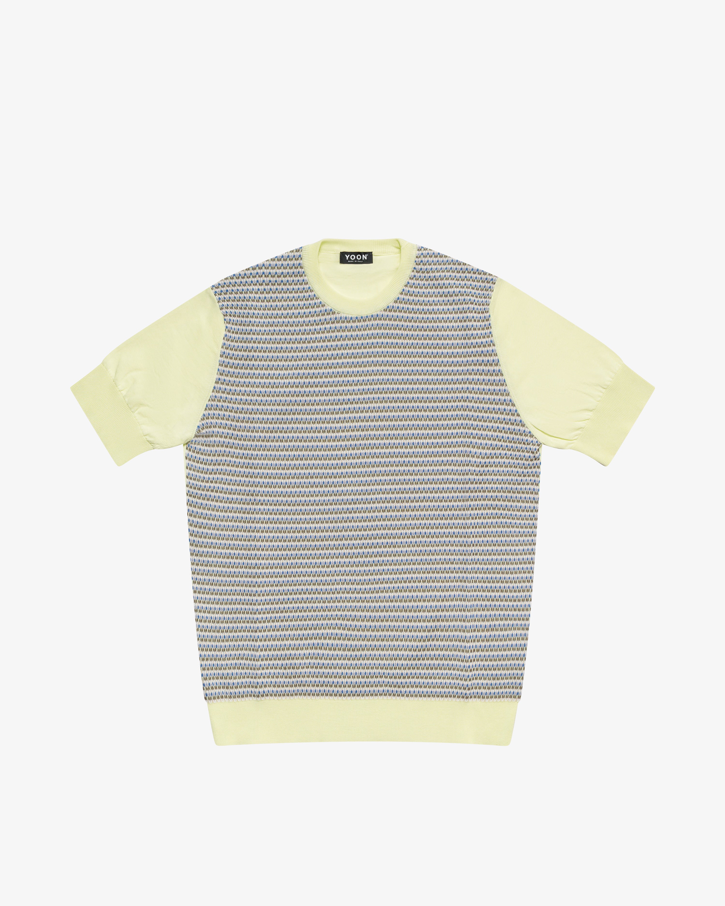Yellow crew-neck jacquard cotton sweater