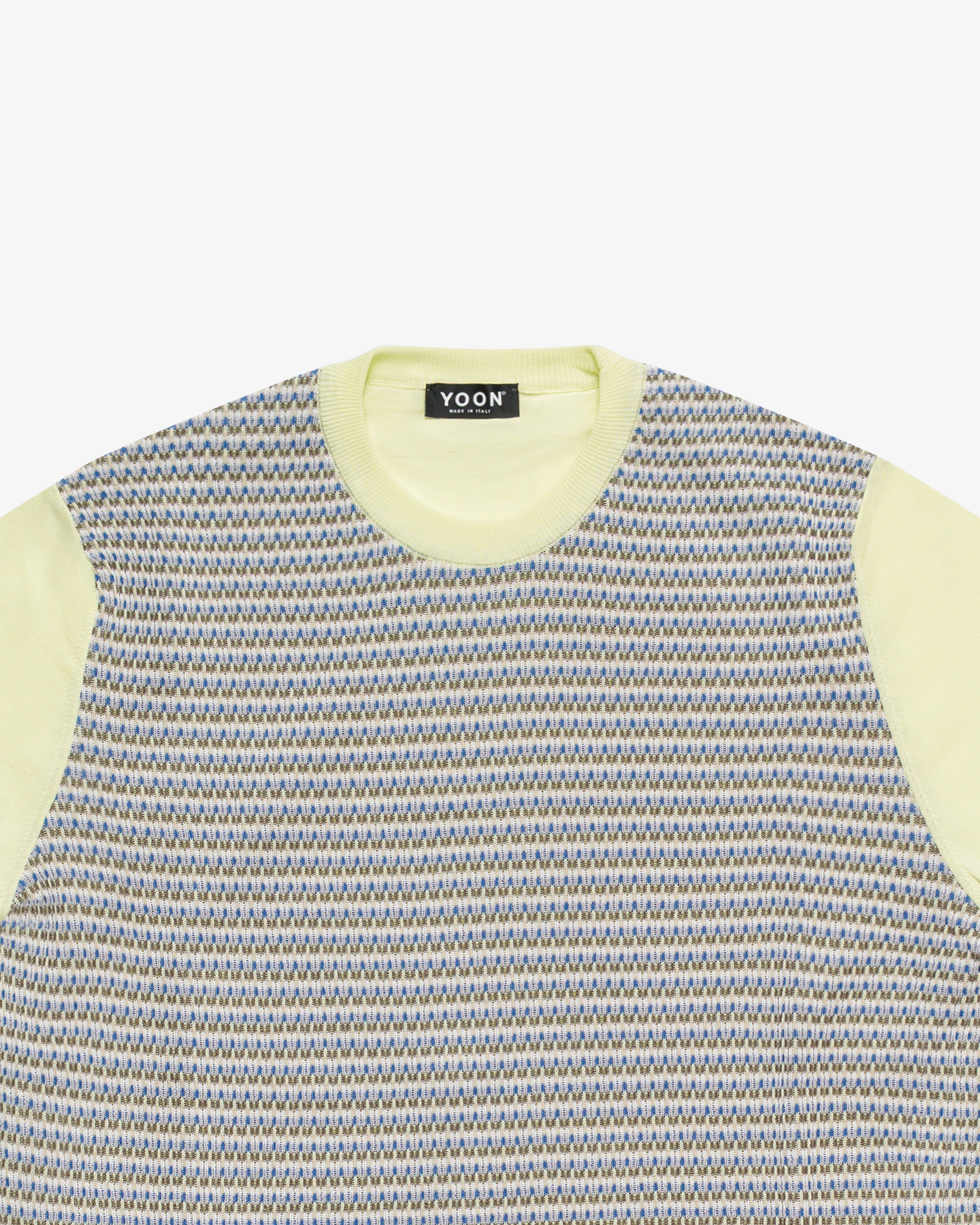 Yellow crew-neck jacquard cotton sweater