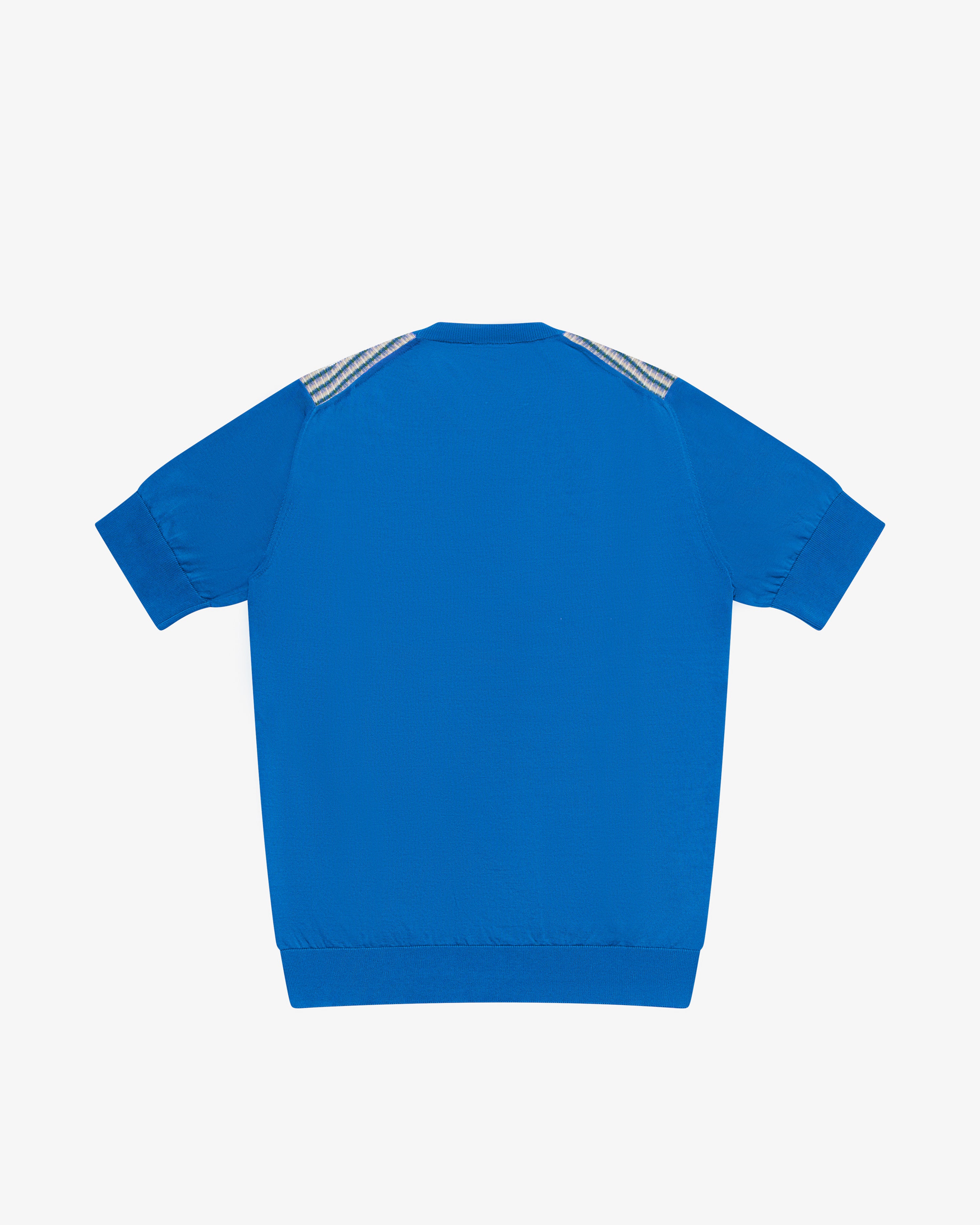 Royal blue crew-neck jacquard cotton sweater