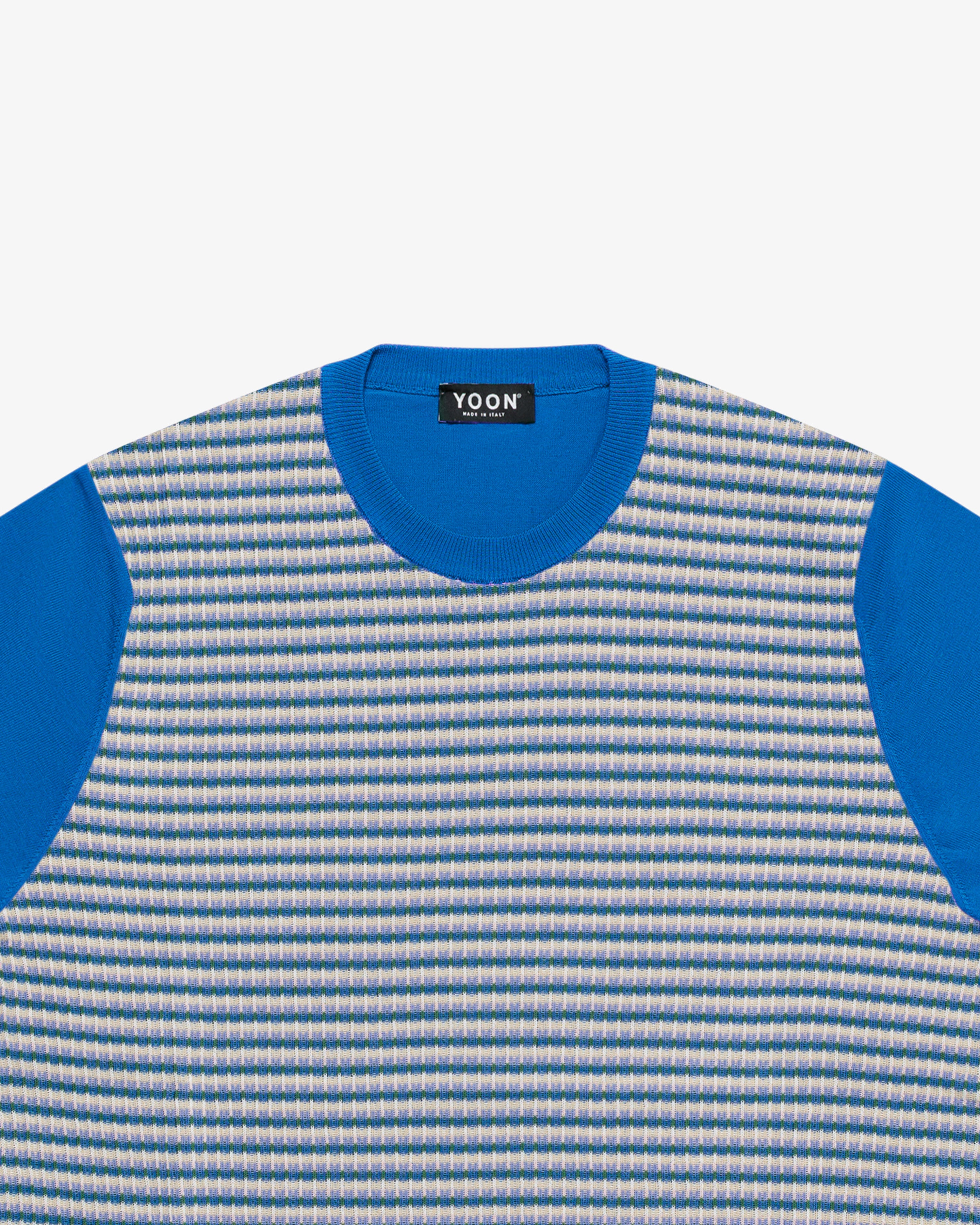 Royal blue crew-neck jacquard cotton sweater