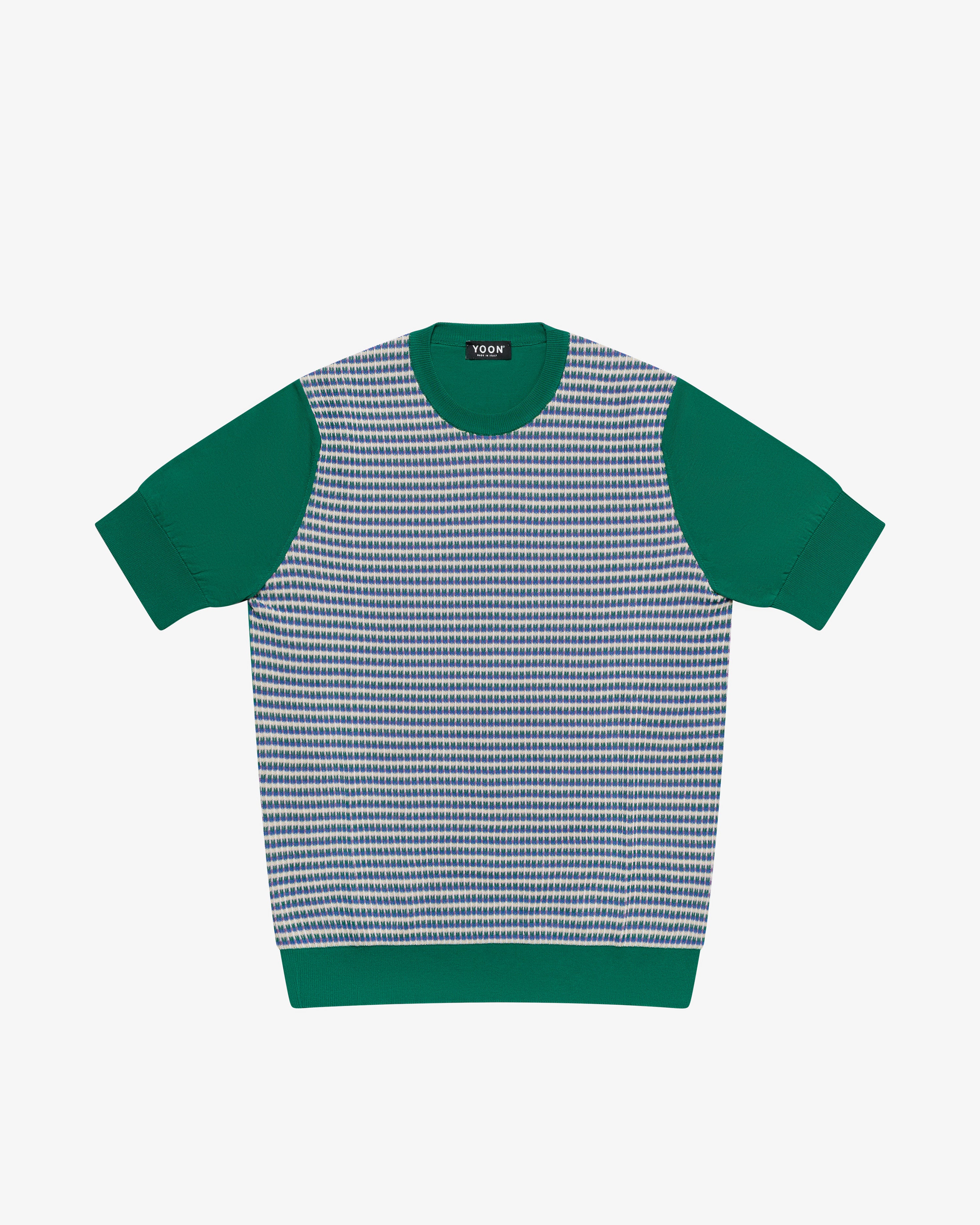 Forest green crew-neck jacquard cotton sweater