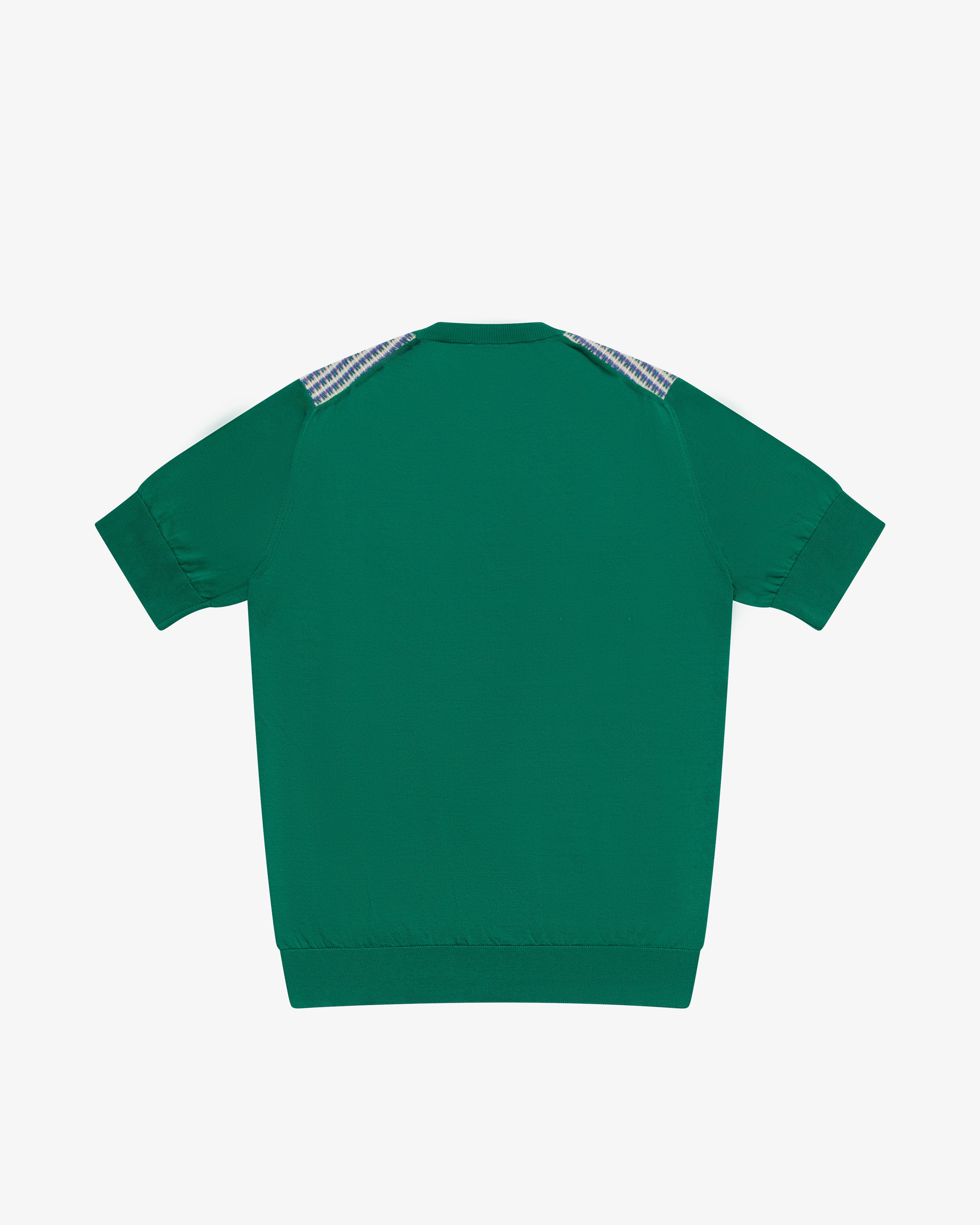 Forest green crew-neck jacquard cotton sweater