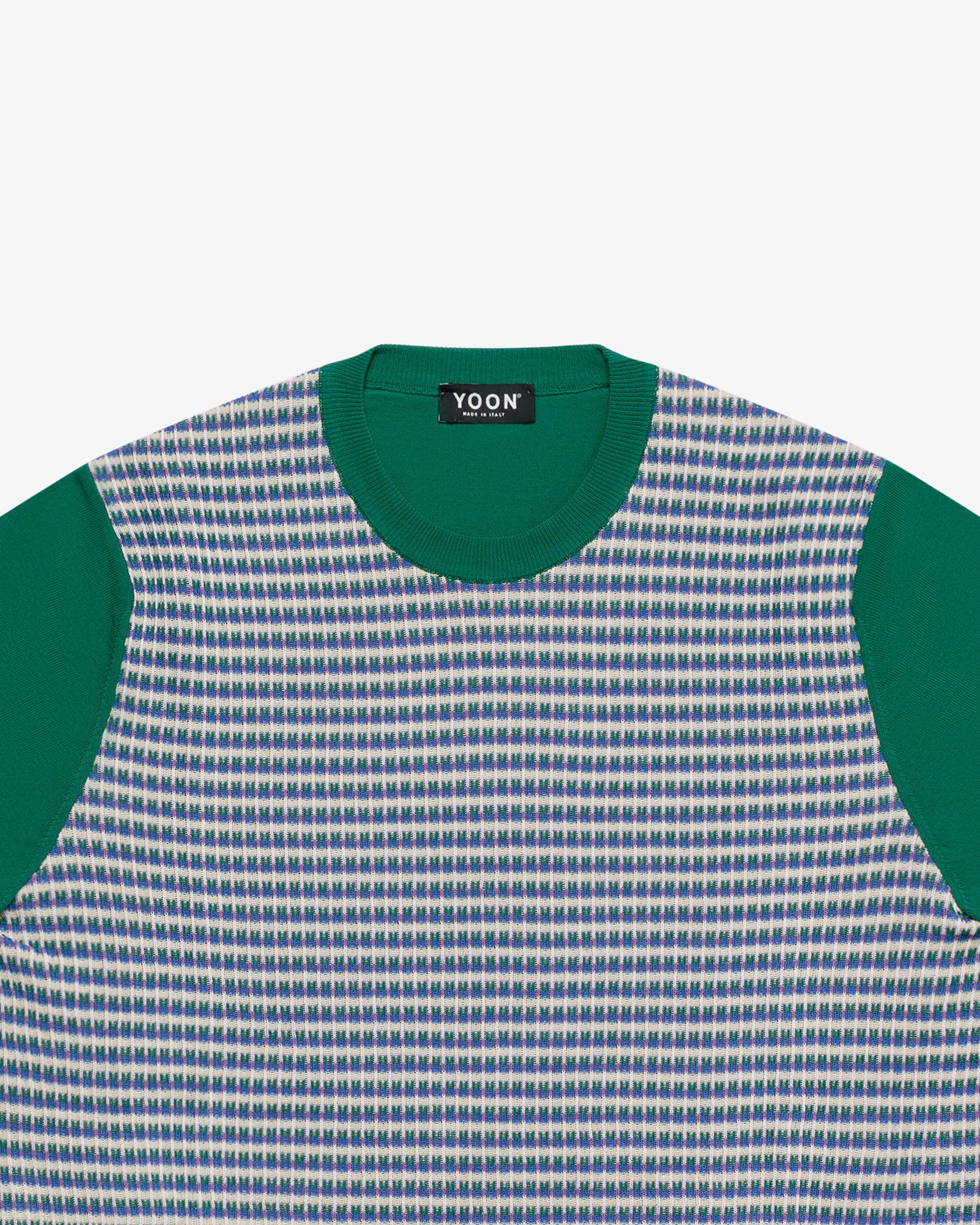 Forest green crew-neck jacquard cotton sweater