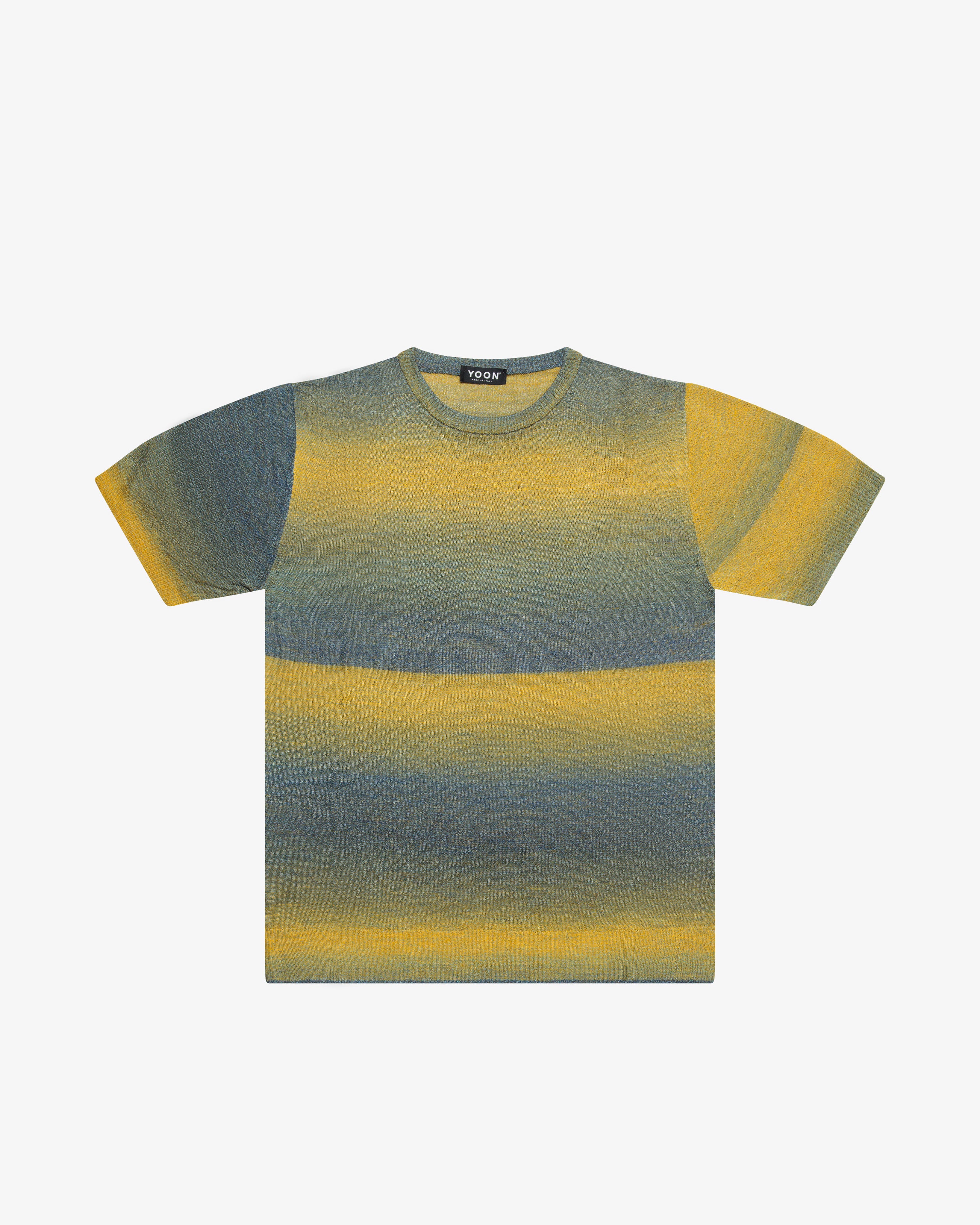 Yellow faded viscose crewneck sweater
