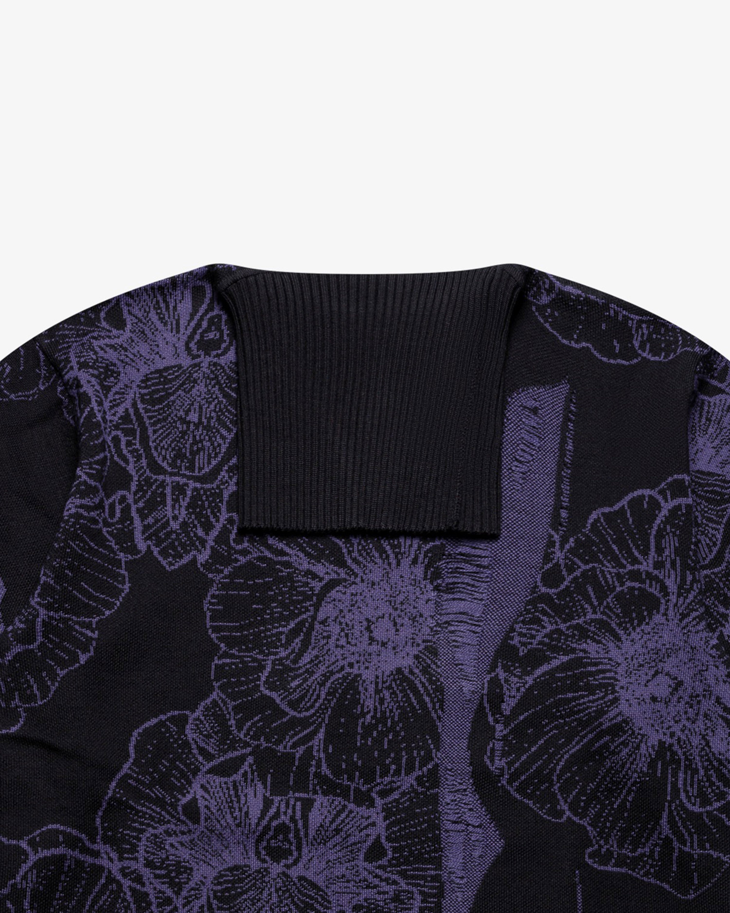 Blue Wool Floral Turtleneck Sweater
