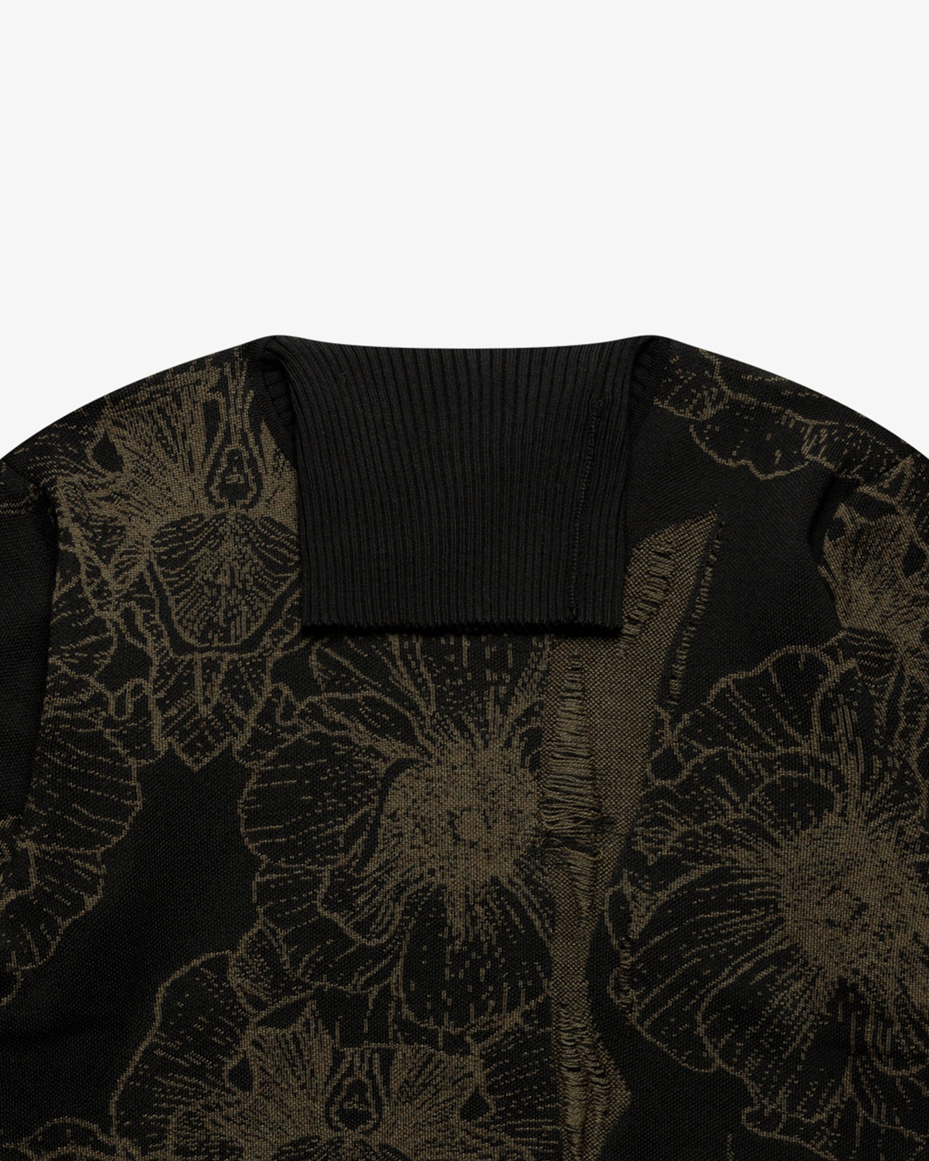 Black Wool Floral Turtleneck Sweater