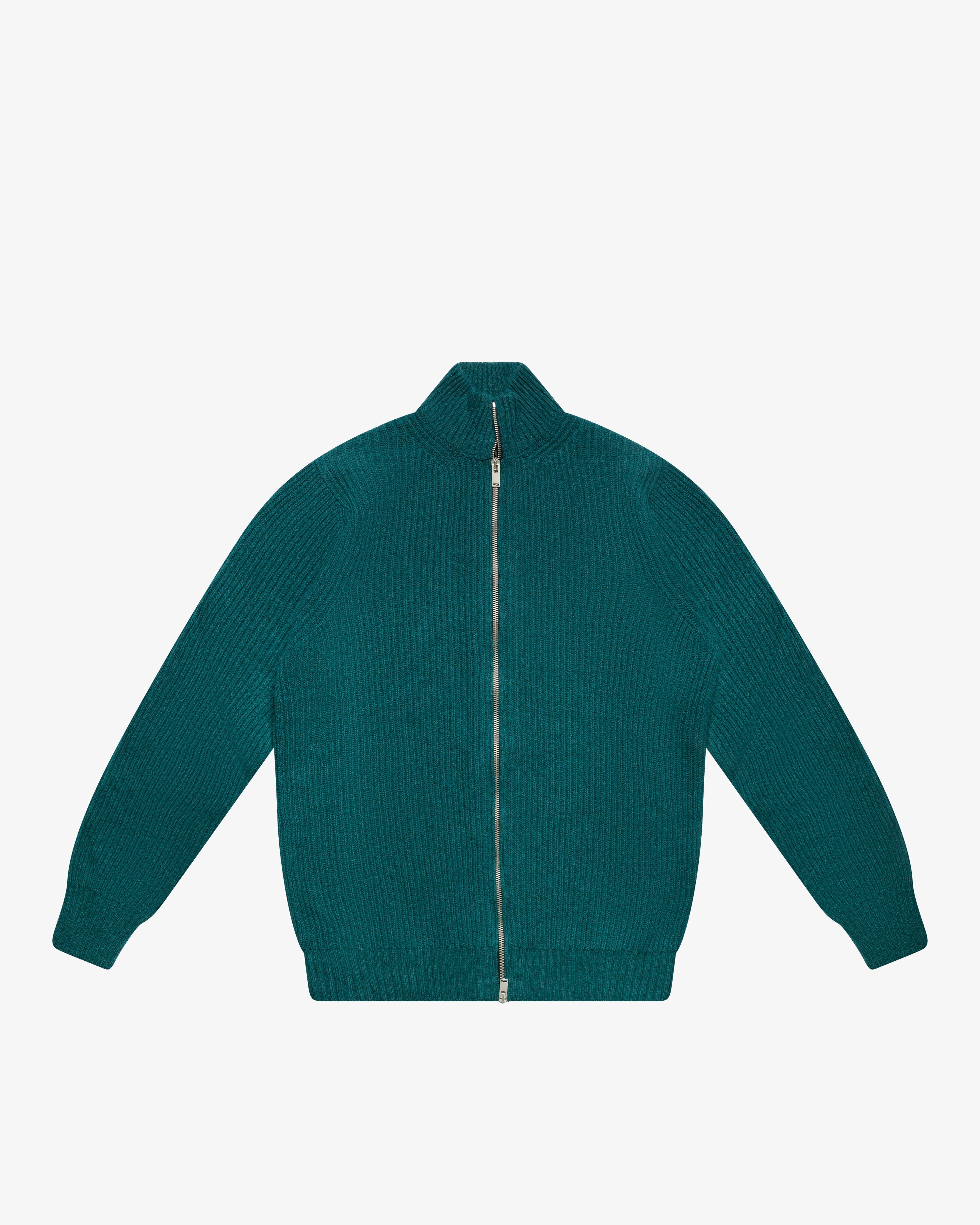 Petrol English Rib Full-Zip Sweater
