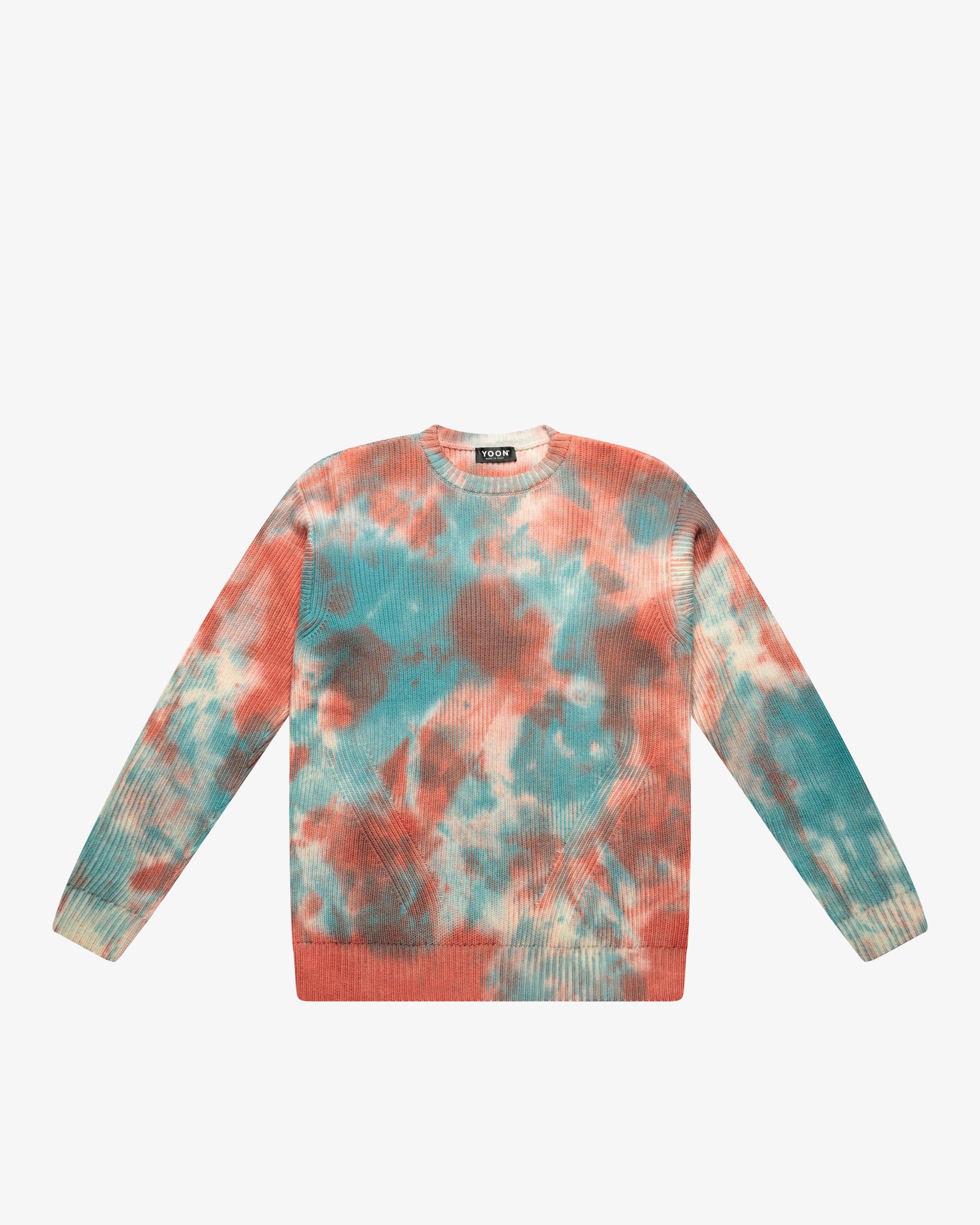 Petrol Handmade Treated English Rib Crewneck Sweater