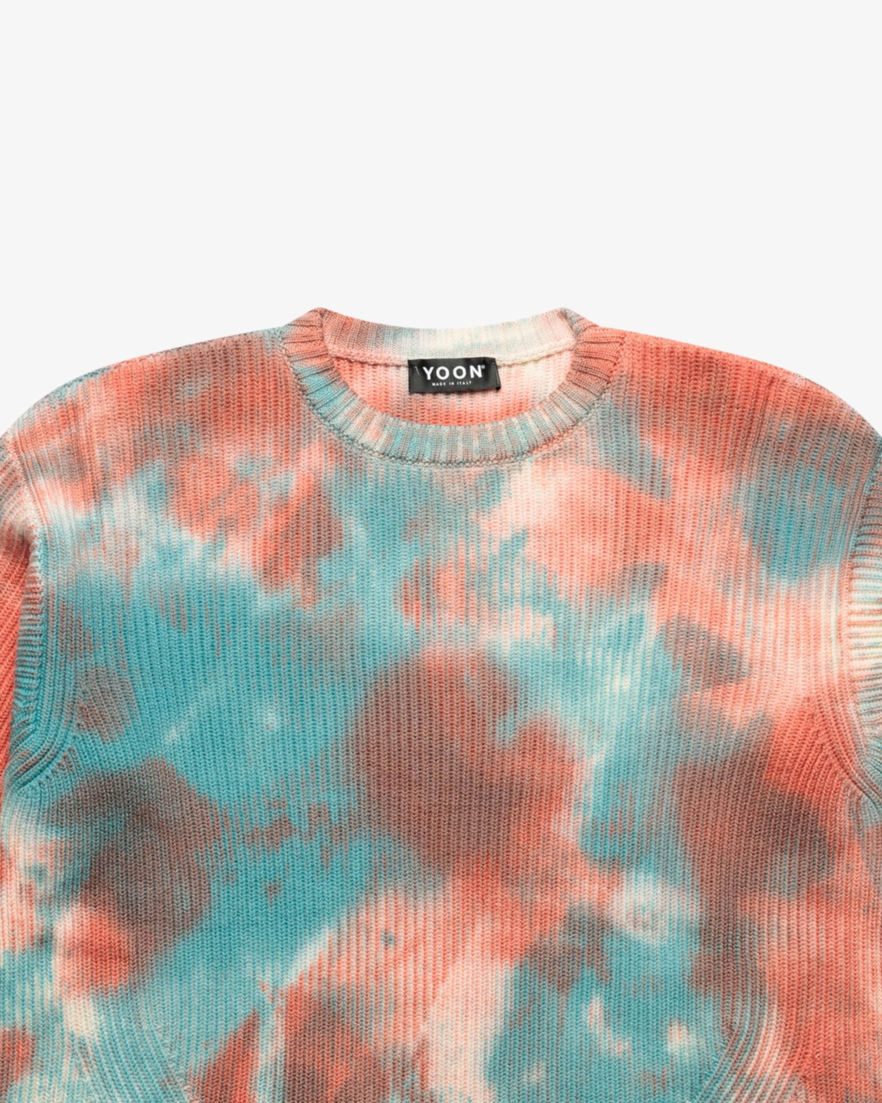 Petrol Handmade Treated English Rib Crewneck Sweater