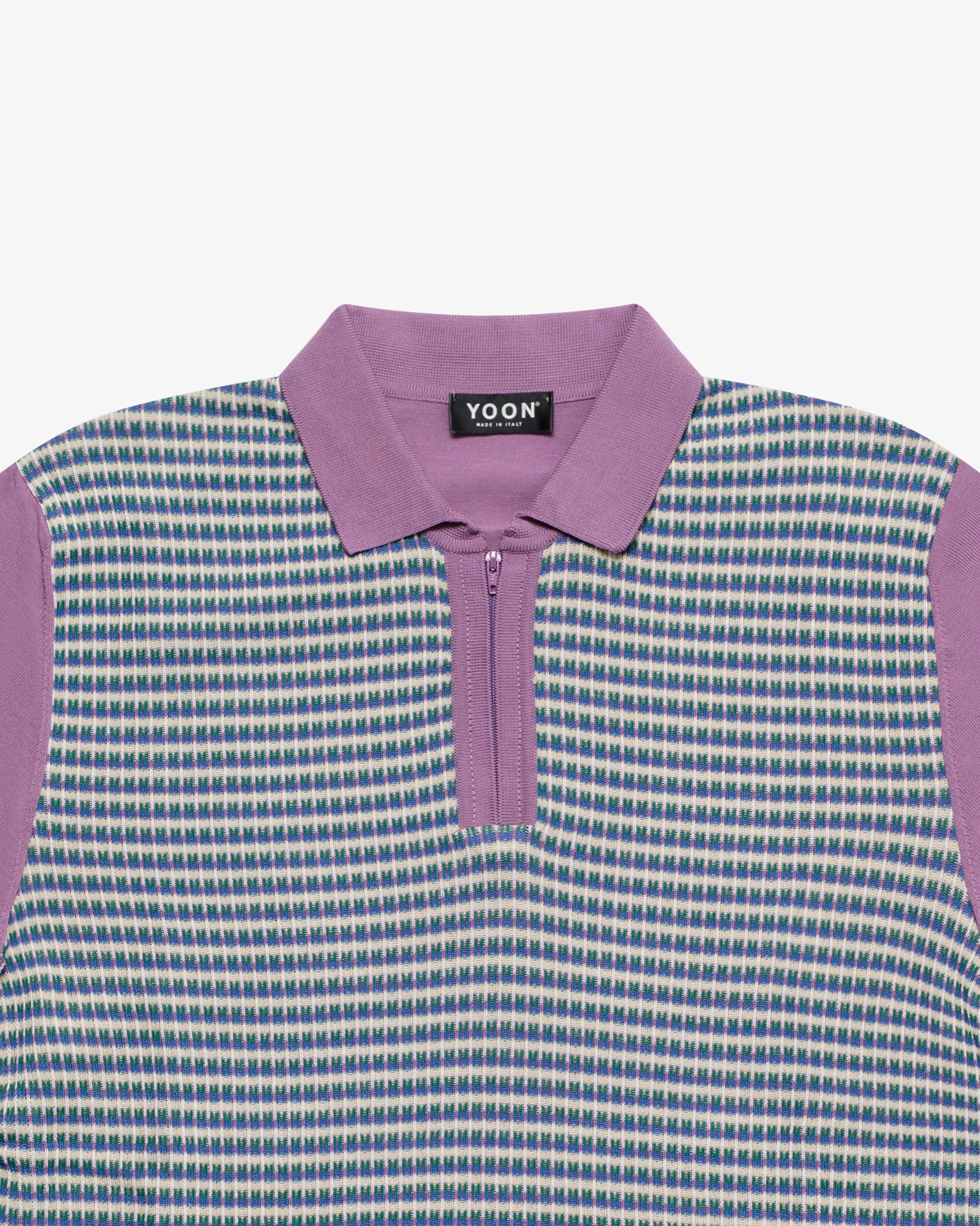 Purple zip cotton polo