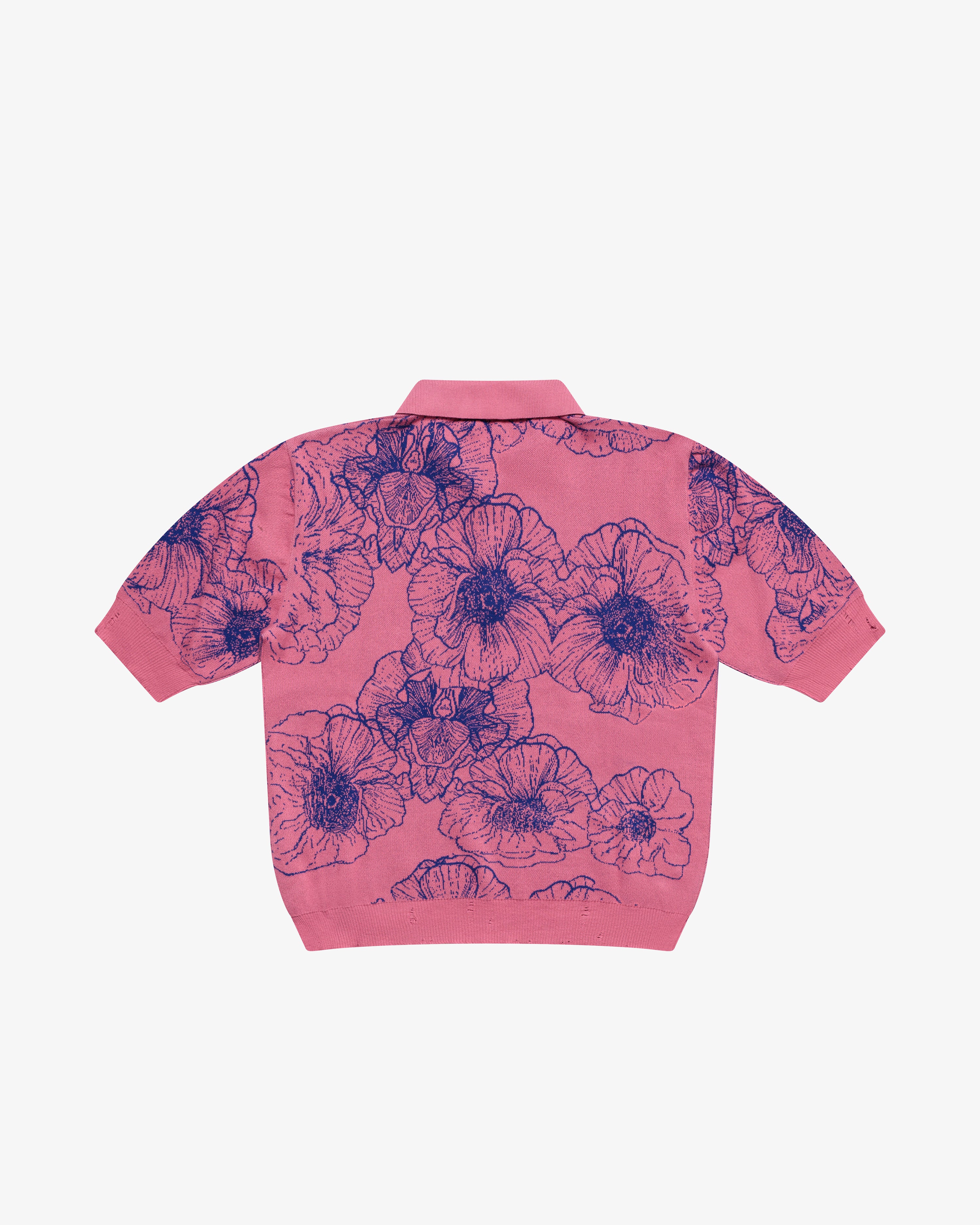 Polo in cotone a fiori rosa