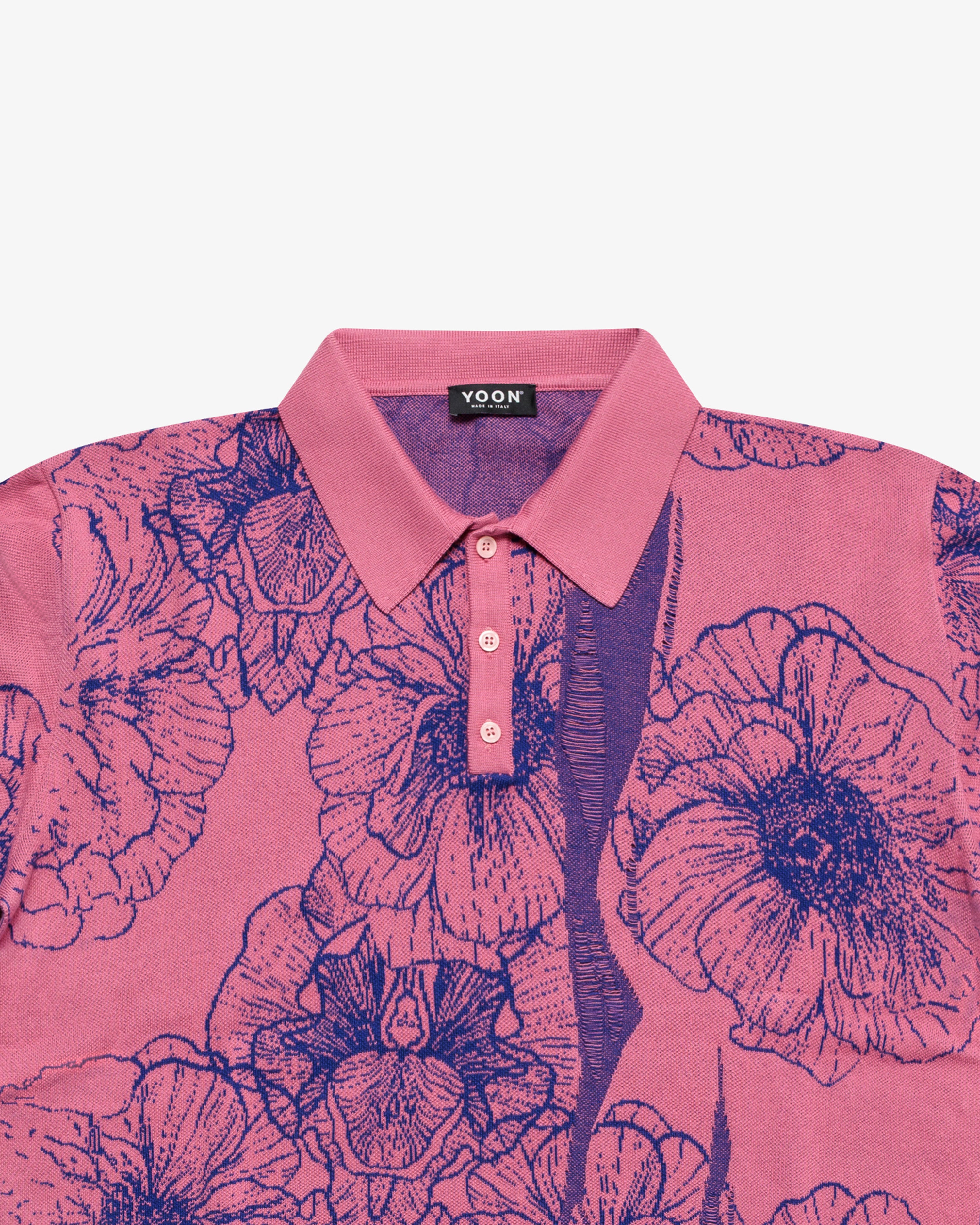 Pink floral cotton polo