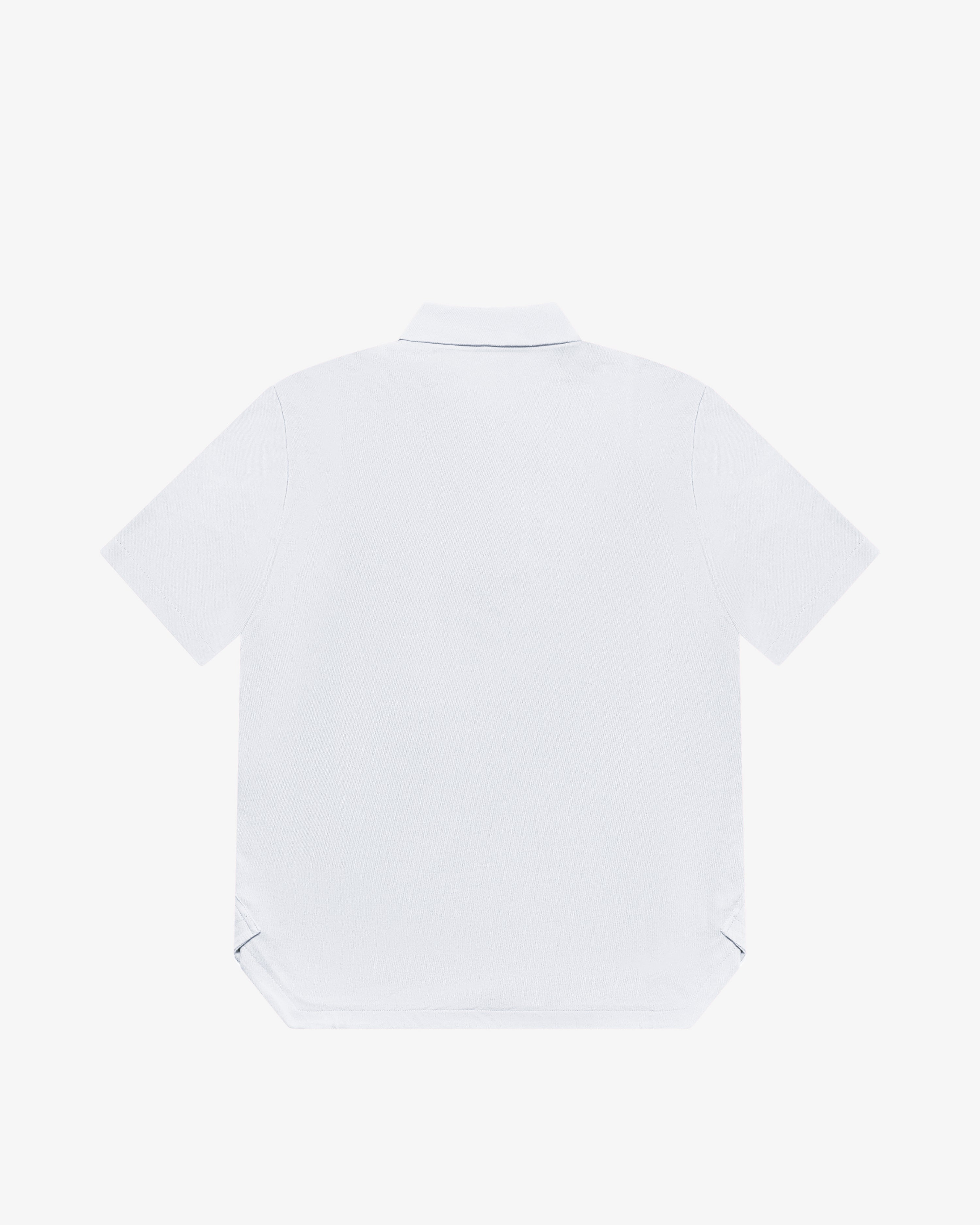Polo in cotone con zip bianco