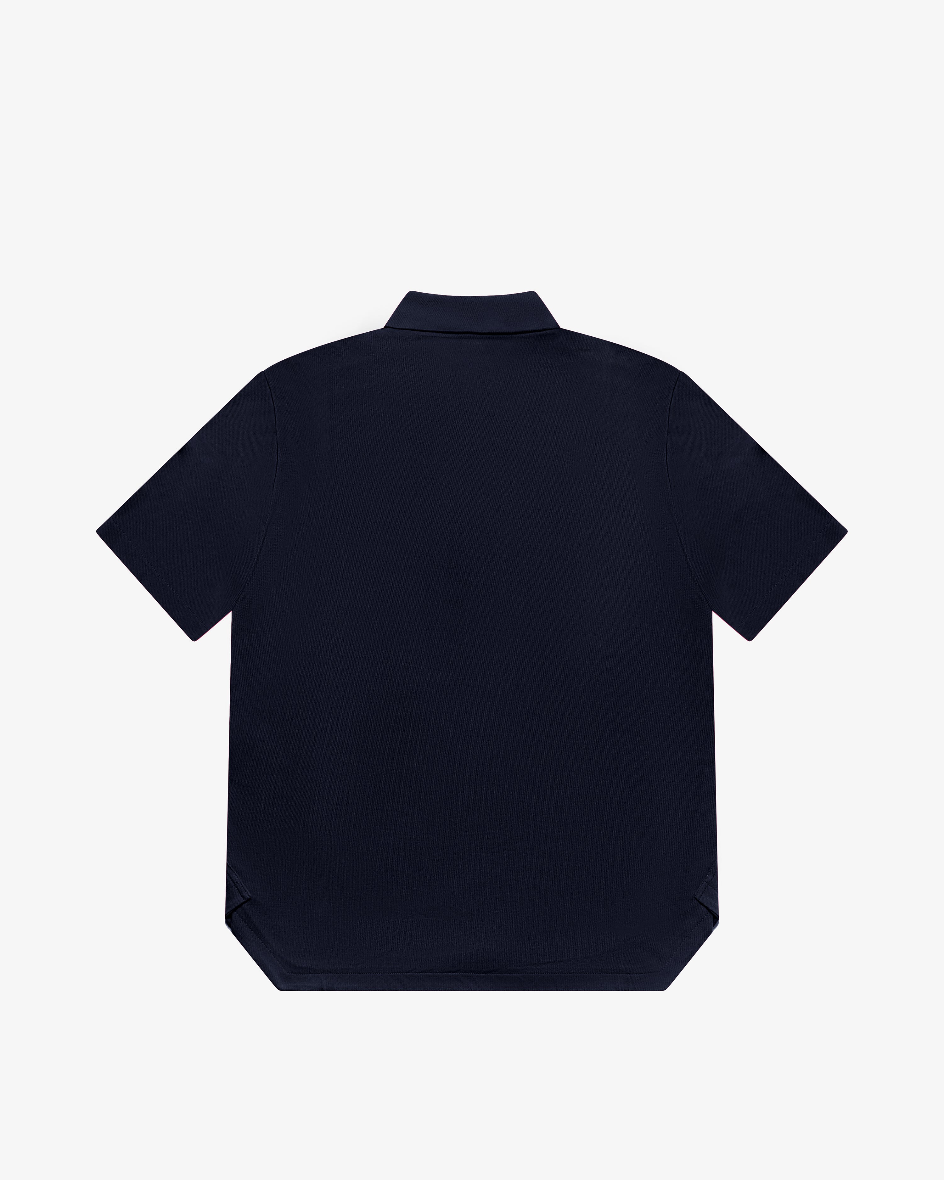 Polo in cotone con zip blu