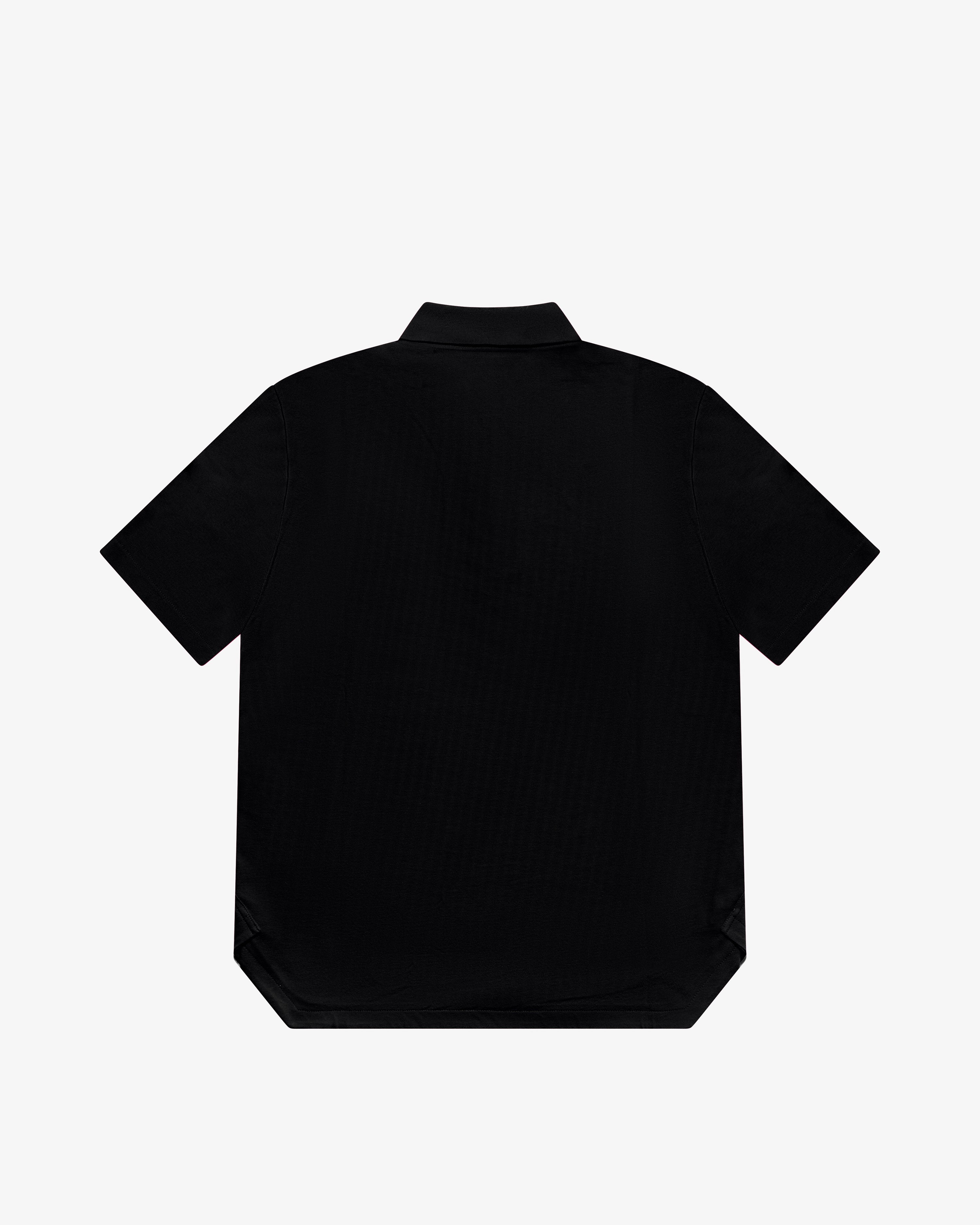 Polo in cotone con zip nero