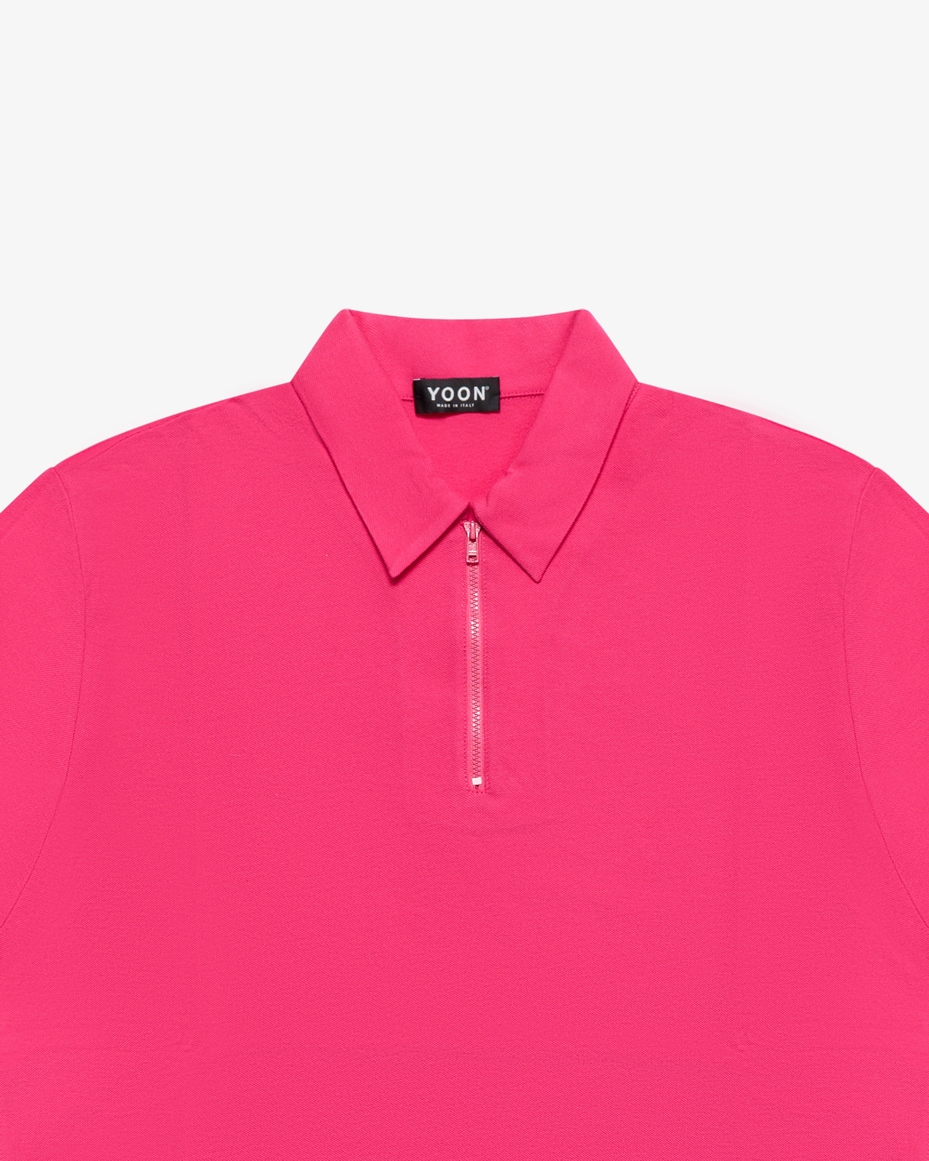 Pink zip cotton polo