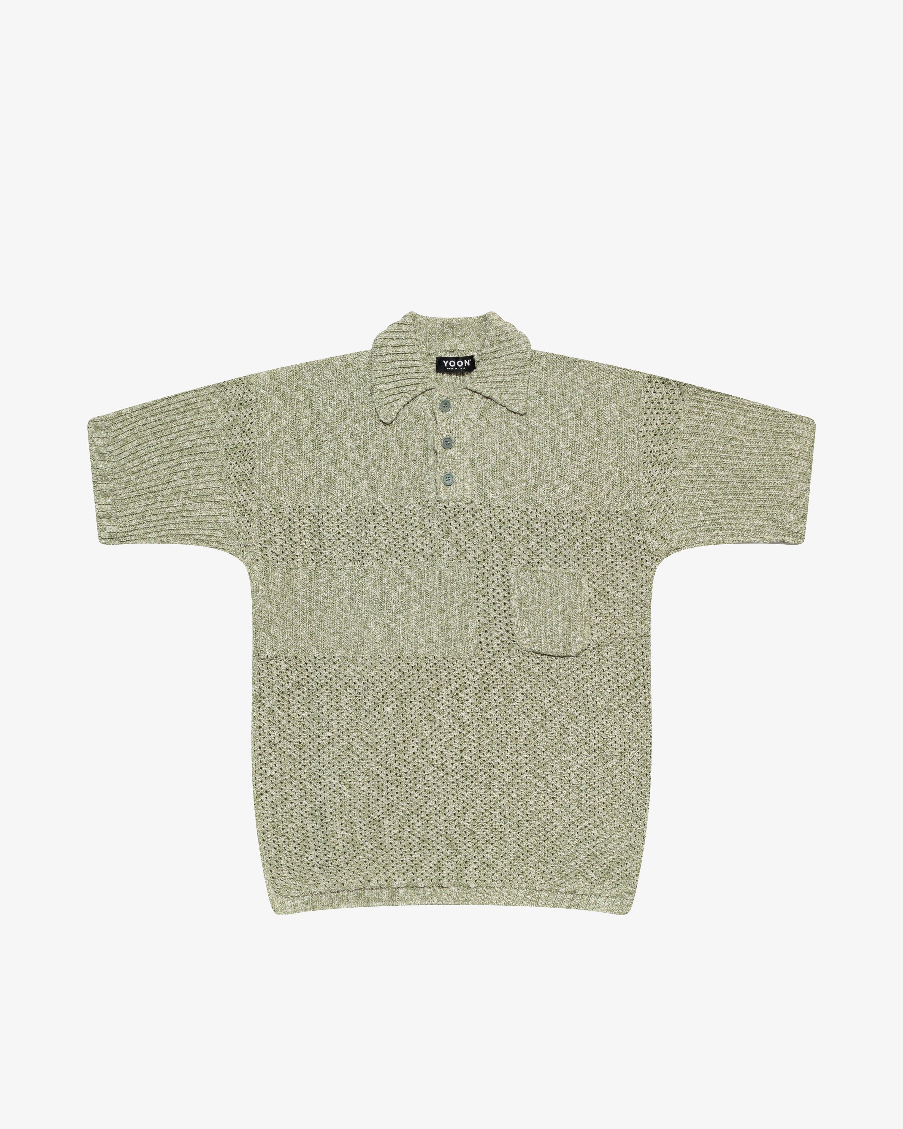 Polo manica corta in cotone verde melange