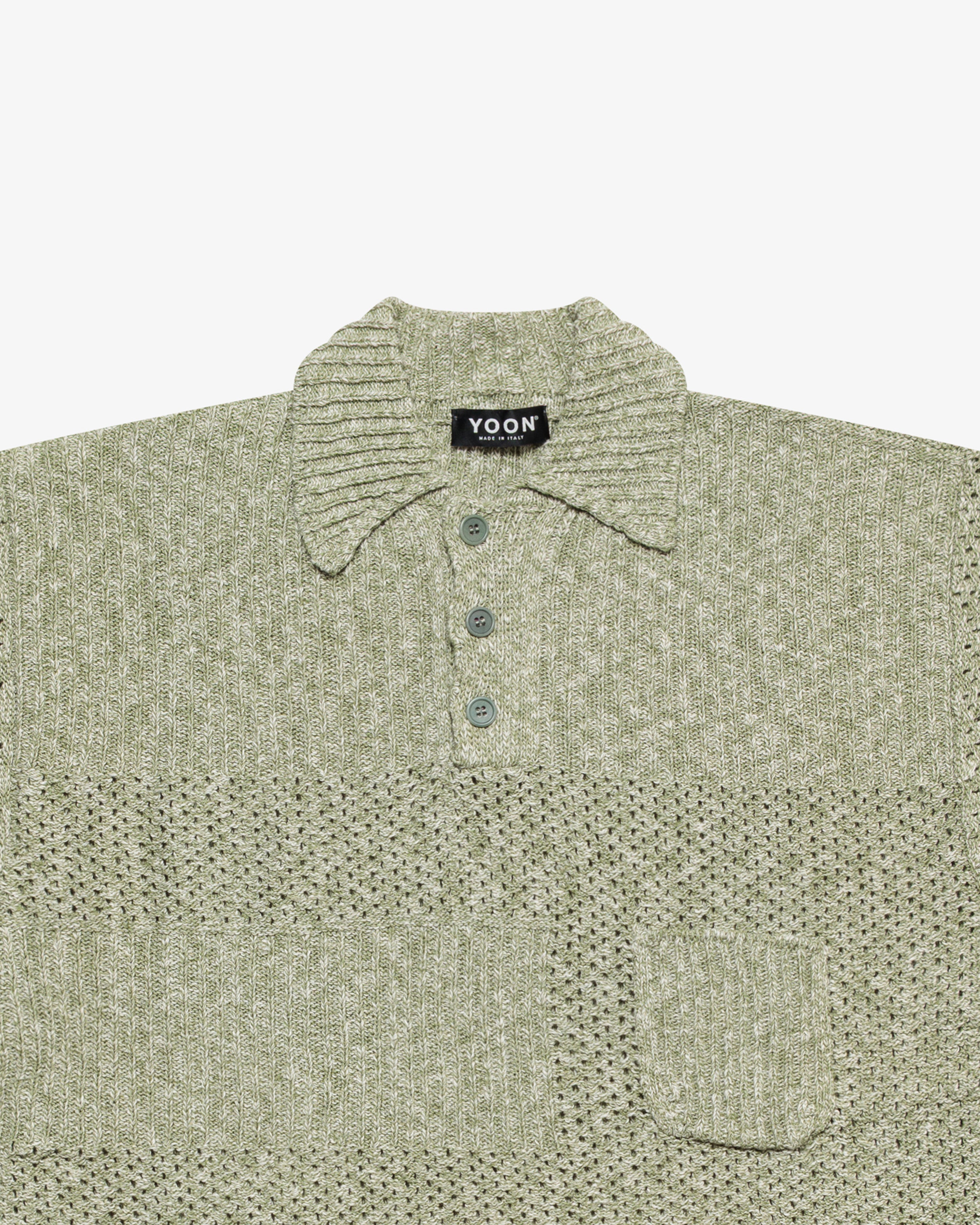 Mélange green short-sleeve cotton polo