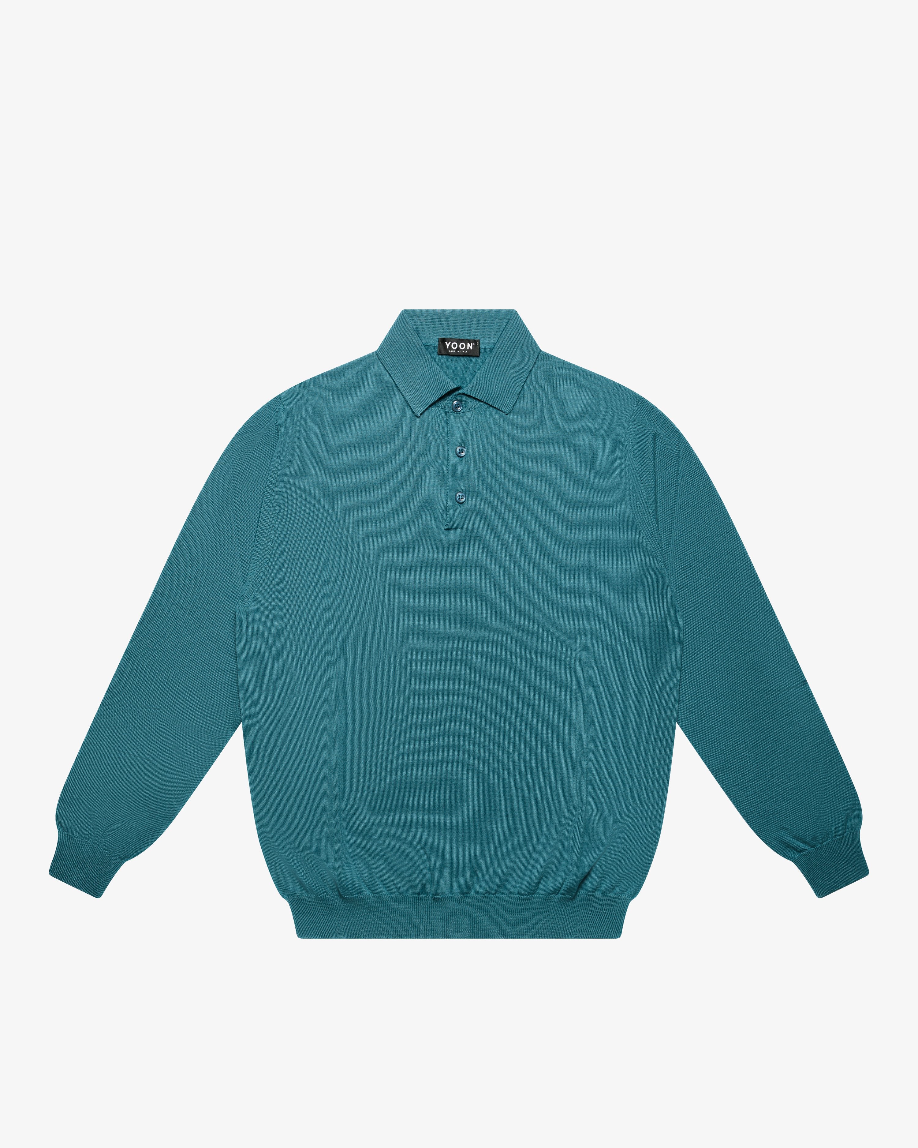 Petrol Wool Long-Sleeve Polo