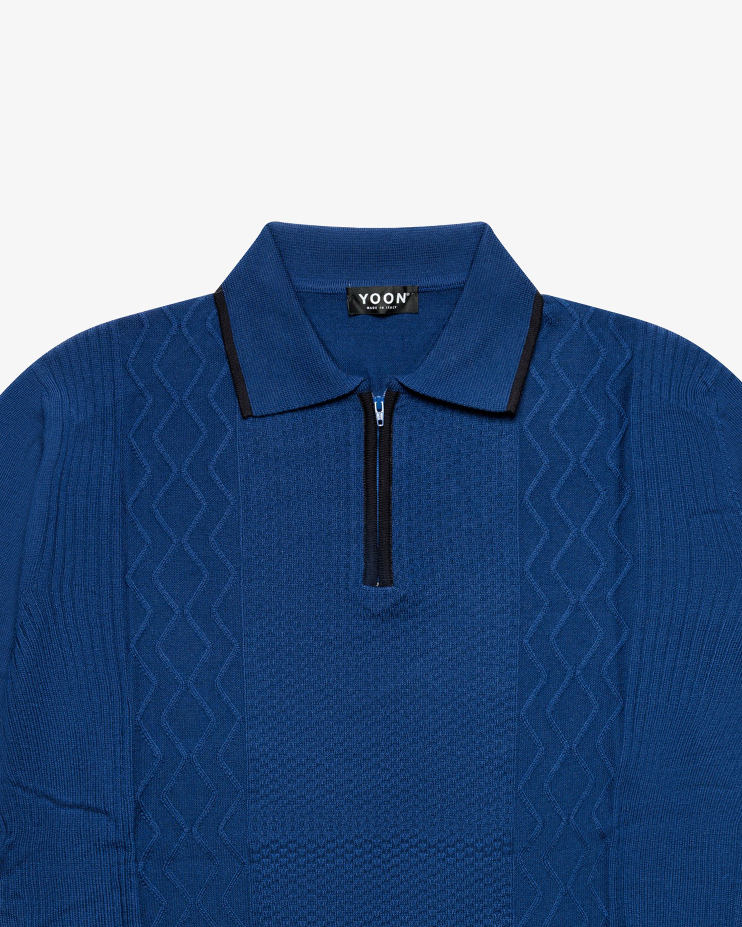 Royal Blue Wool Long-Sleeve Polo